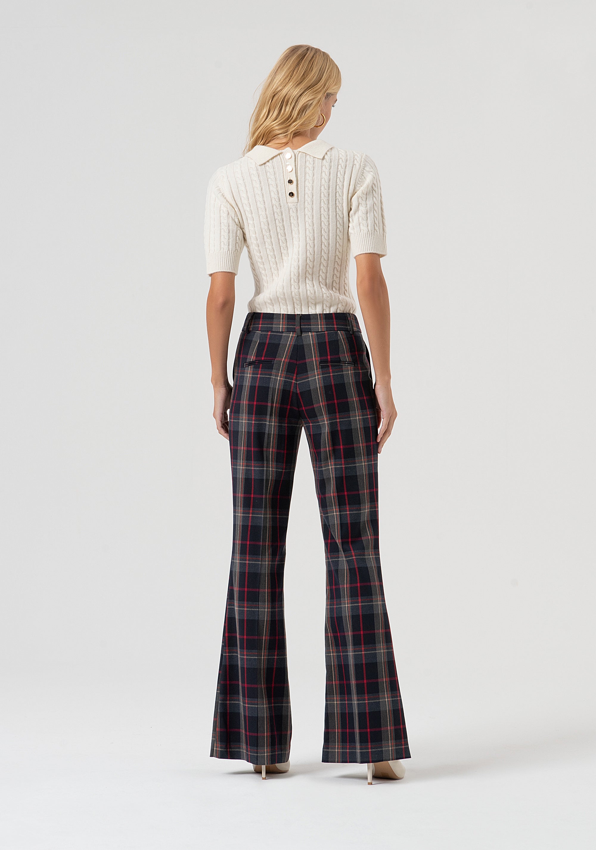 Bootcut pant made in tartan fabric Fracomina FR25WVA003W45995-T62-4