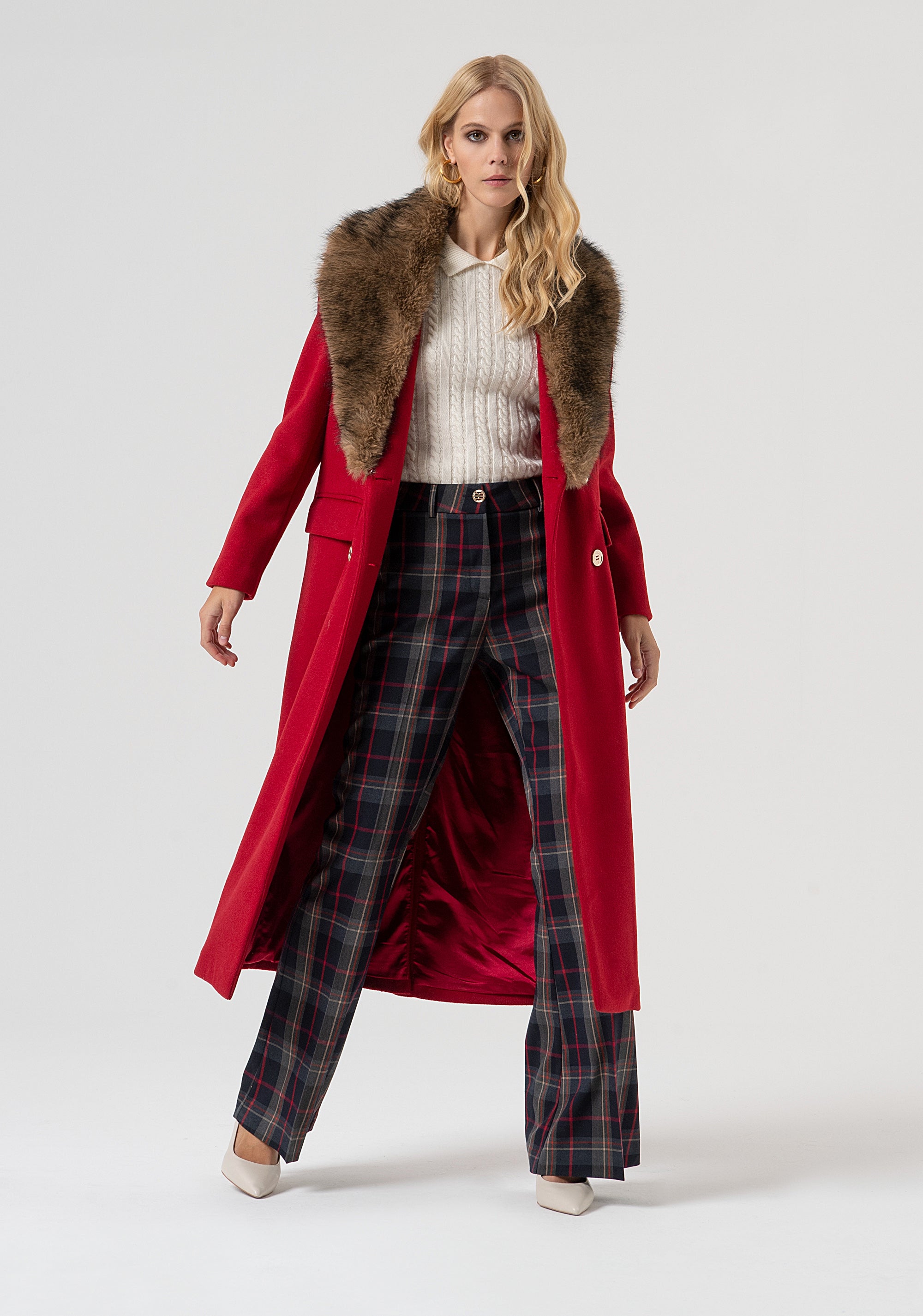 Bootcut pant made in tartan fabric Fracomina FR25WVA003W45995-T62-5