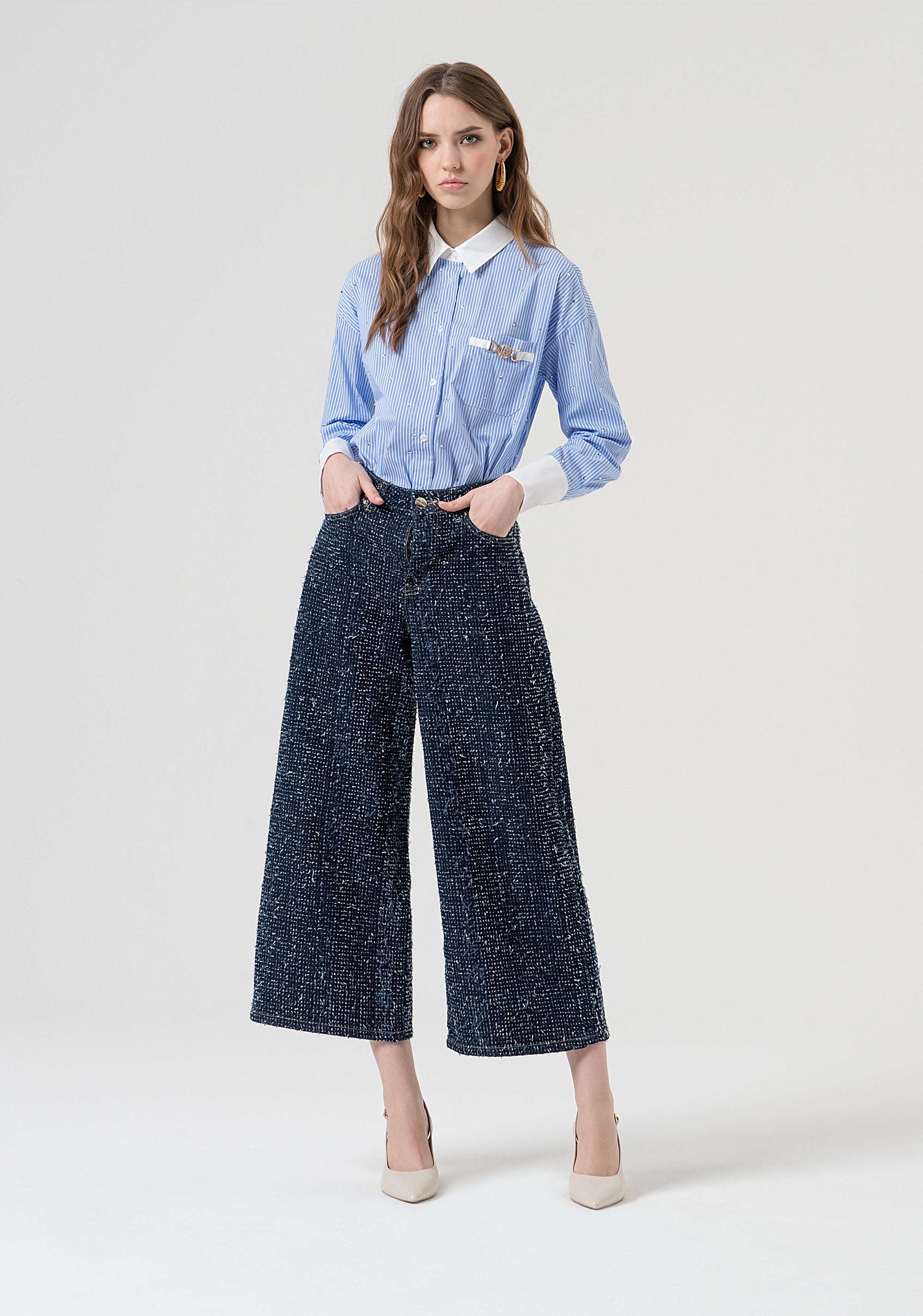 Jeans cropped made in bouclè denim Fracomina FR25WVB006D419F7-117-1