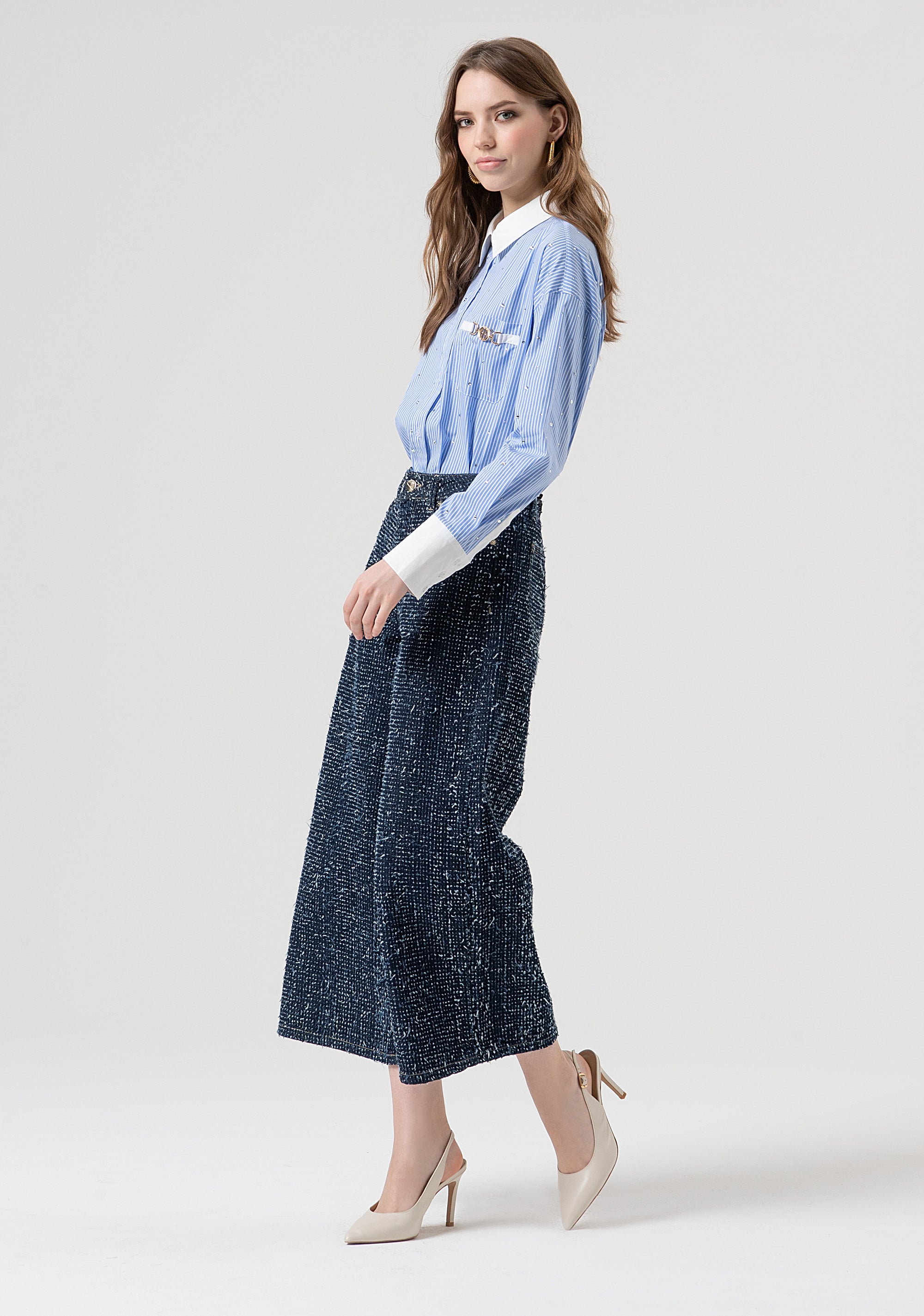 Jeans cropped made in bouclè denim Fracomina FR25WVB006D419F7-117-2
