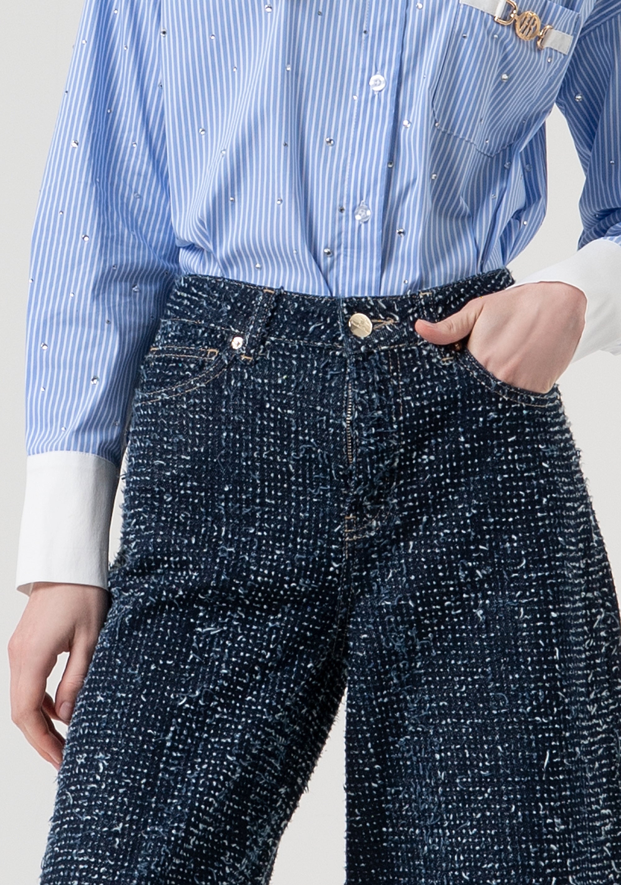 Jeans cropped made in bouclè denim Fracomina FR25WVB006D419F7-117-3