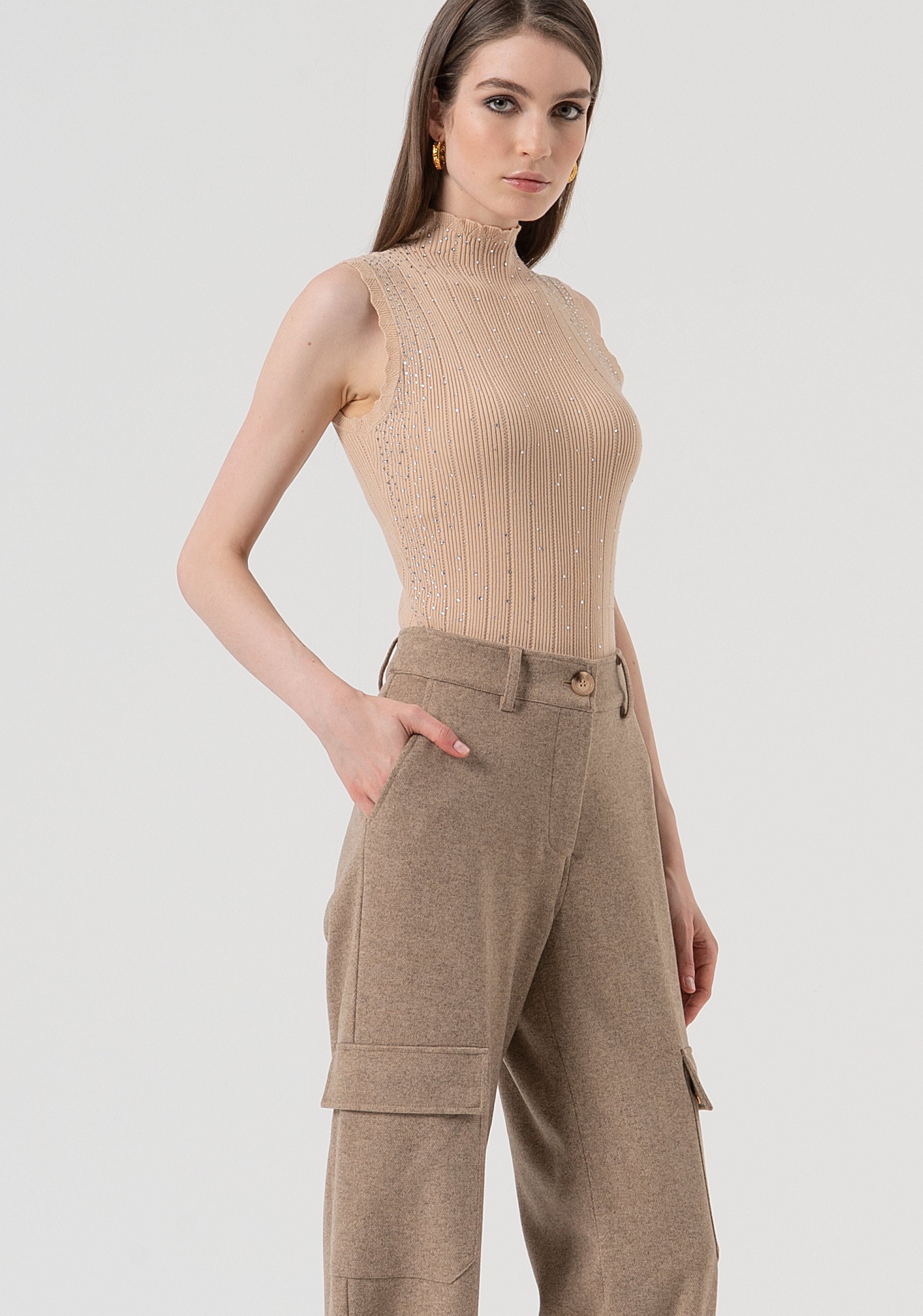 Cargo pant with high waist Fracomina FR25WVC014W80501-L46-2