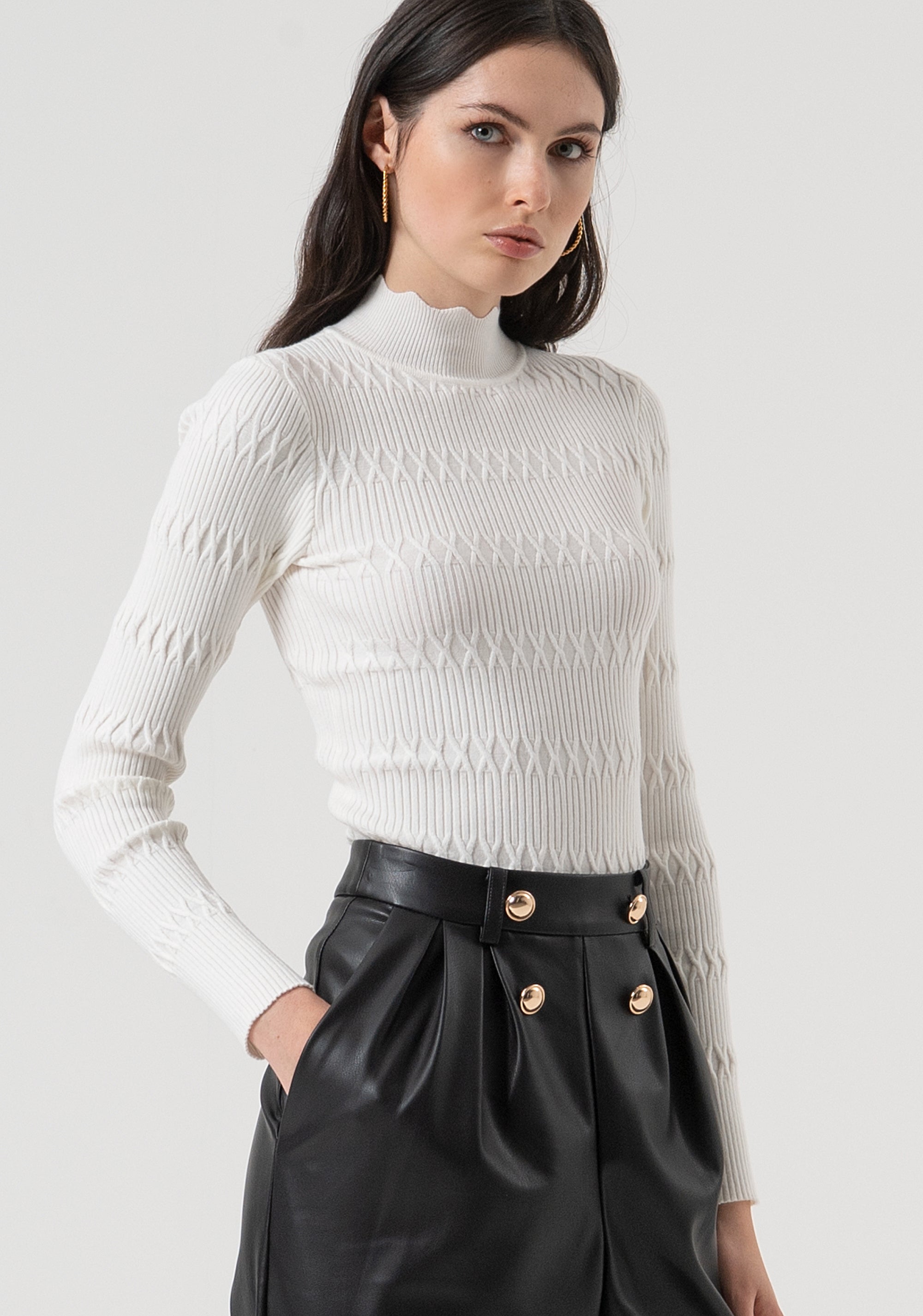 Carrot pant with high waist Fracomina FR25WVD006P41101-053-2