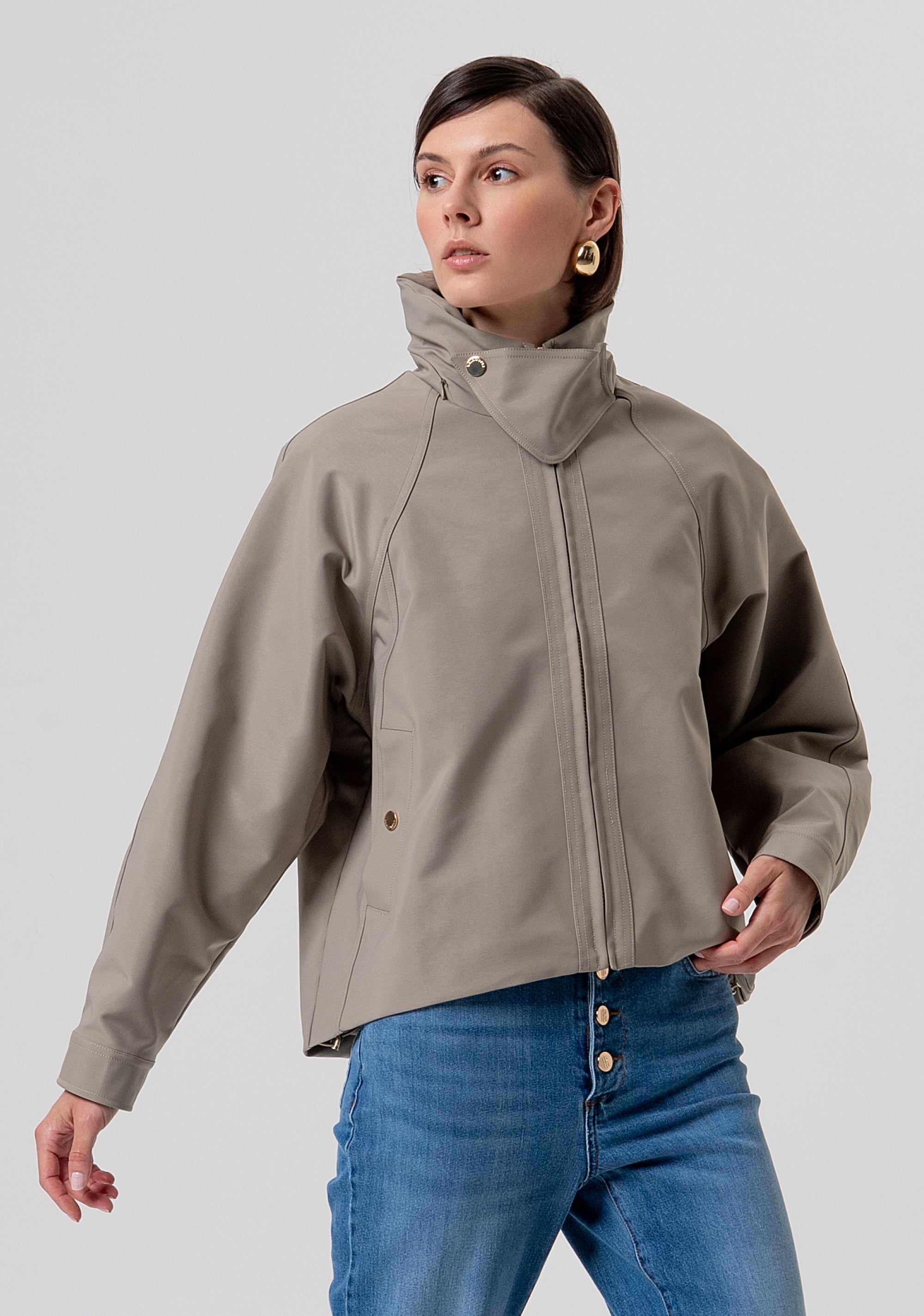 Jacket over fit made in technical fabric Fracomina FR26SC1007W68101-208-1