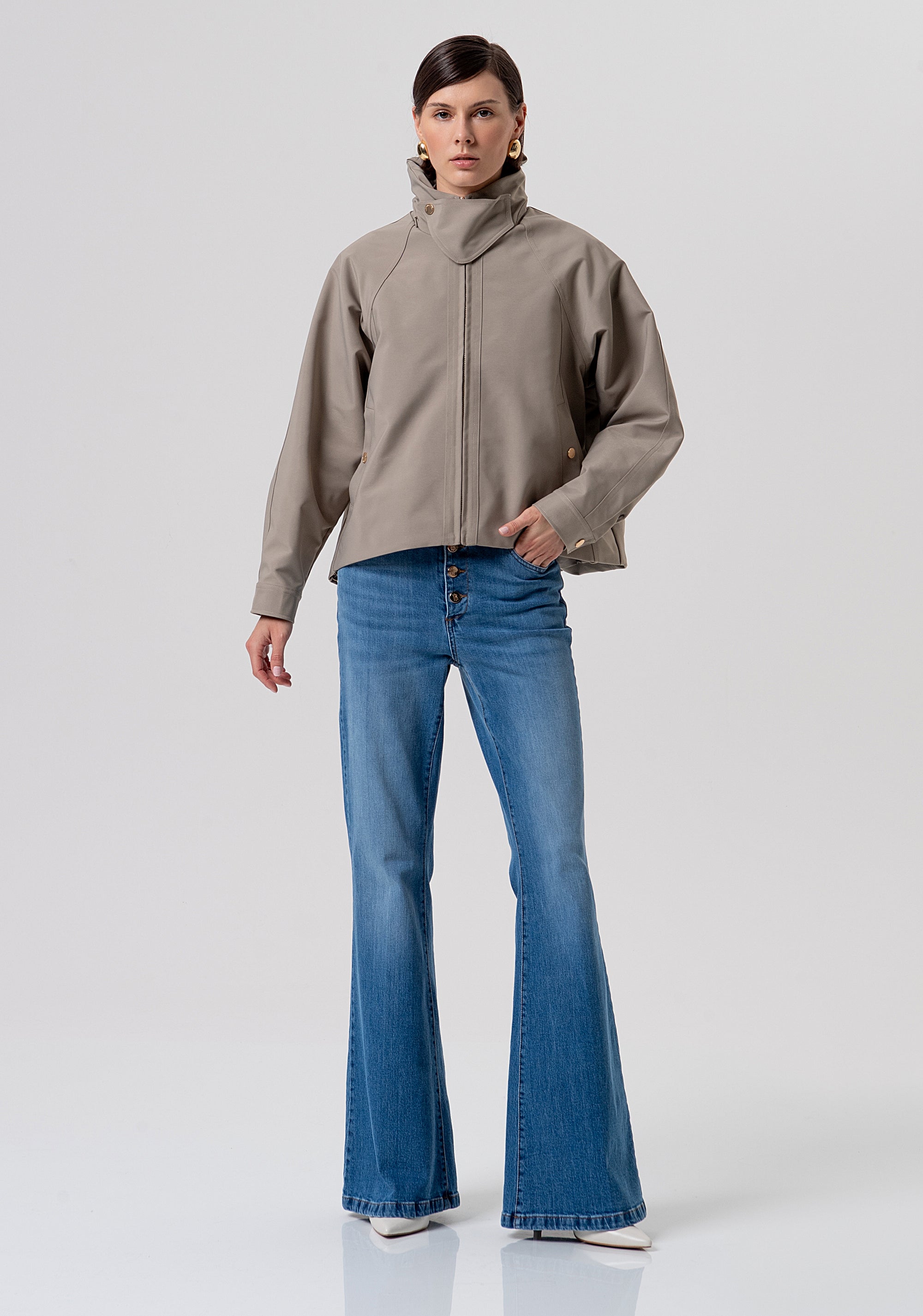 Jacket over fit made in technical fabric Fracomina FR26SC1007W68101-208-4