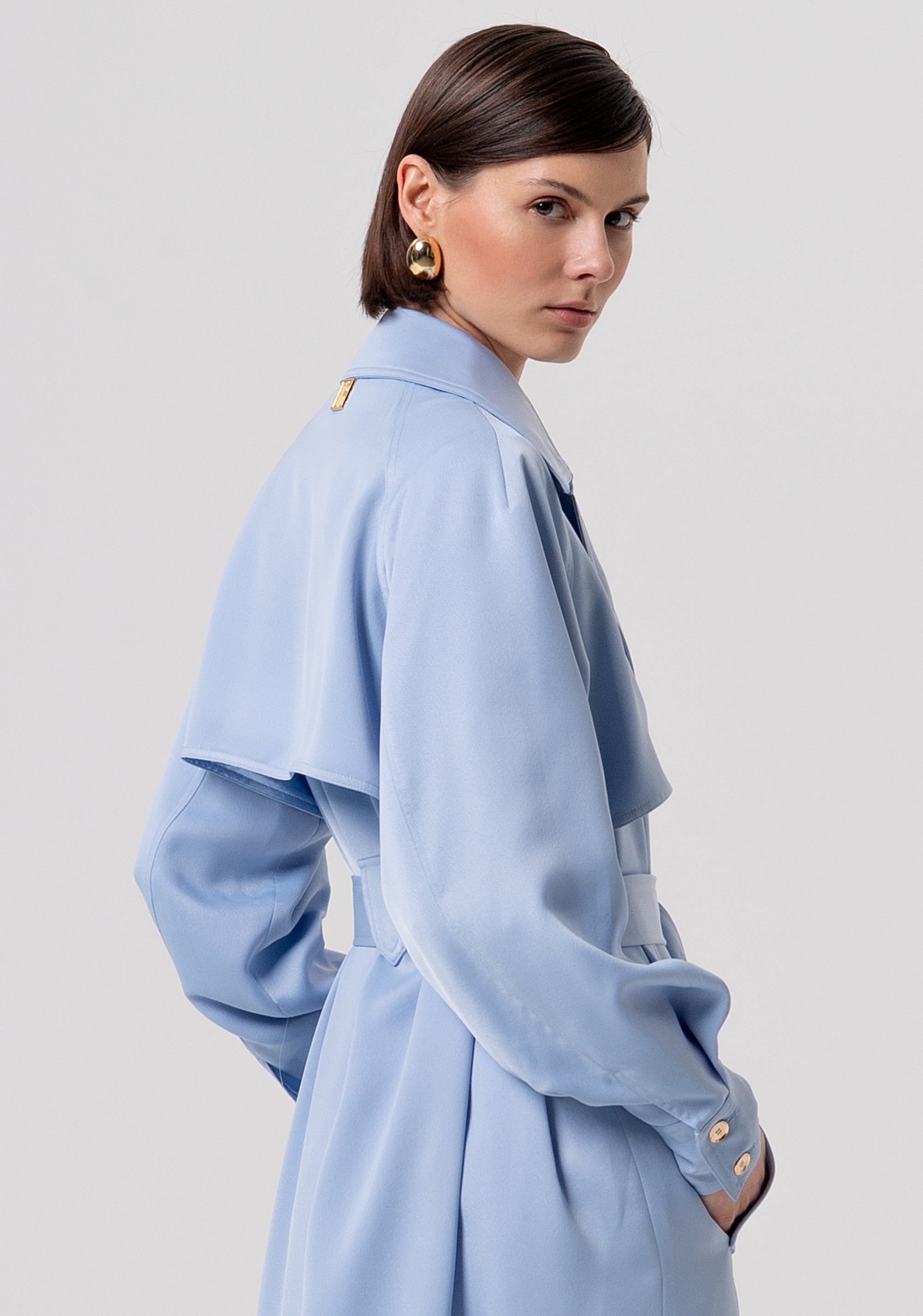 Long trench jacket regular fit made in satin Fracomina FR26SC7003W41101-175-4