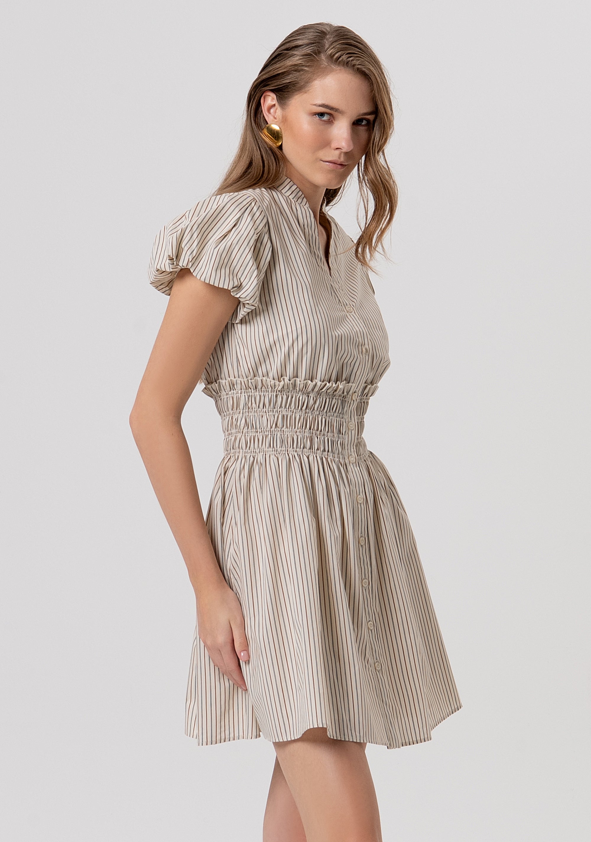 Mini dress regular fit made in striped cotton Fracomina FR26SD1007W513N8-508-2