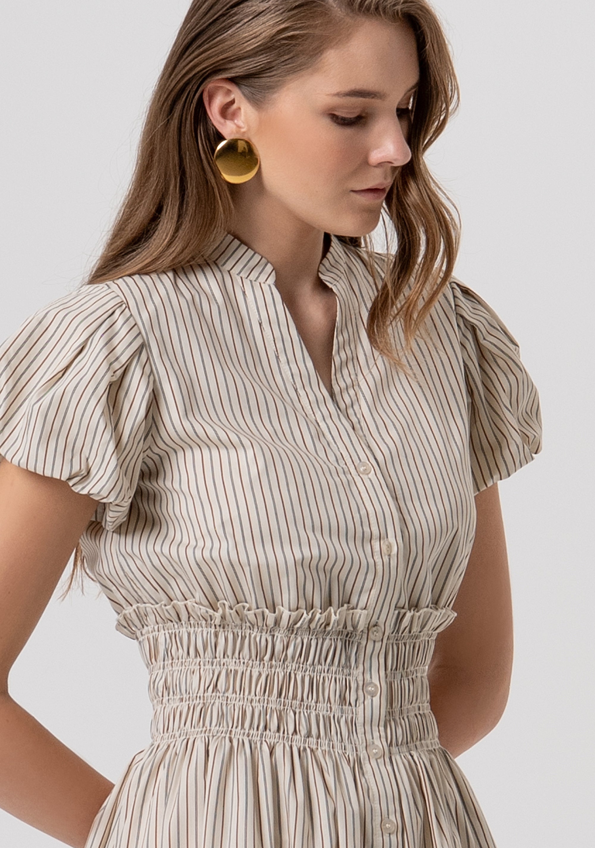 Mini dress regular fit made in striped cotton Fracomina FR26SD1007W513N8-508-3