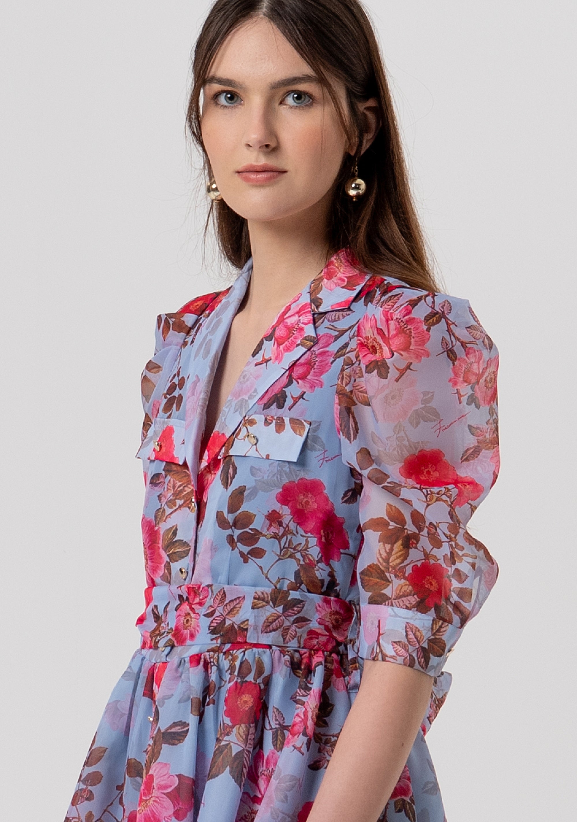 Mini dress regular fit with flowery pattern Fracomina FR26SD1032W775R8-M27-2