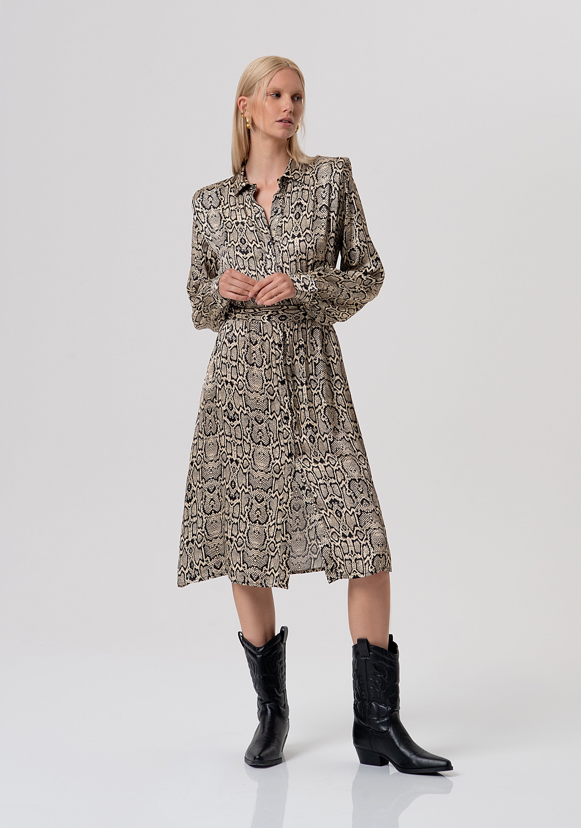 Chemisier dress regular fit middle length with animalier pattern Fracomina FR26SD2011W413L7-F64-1