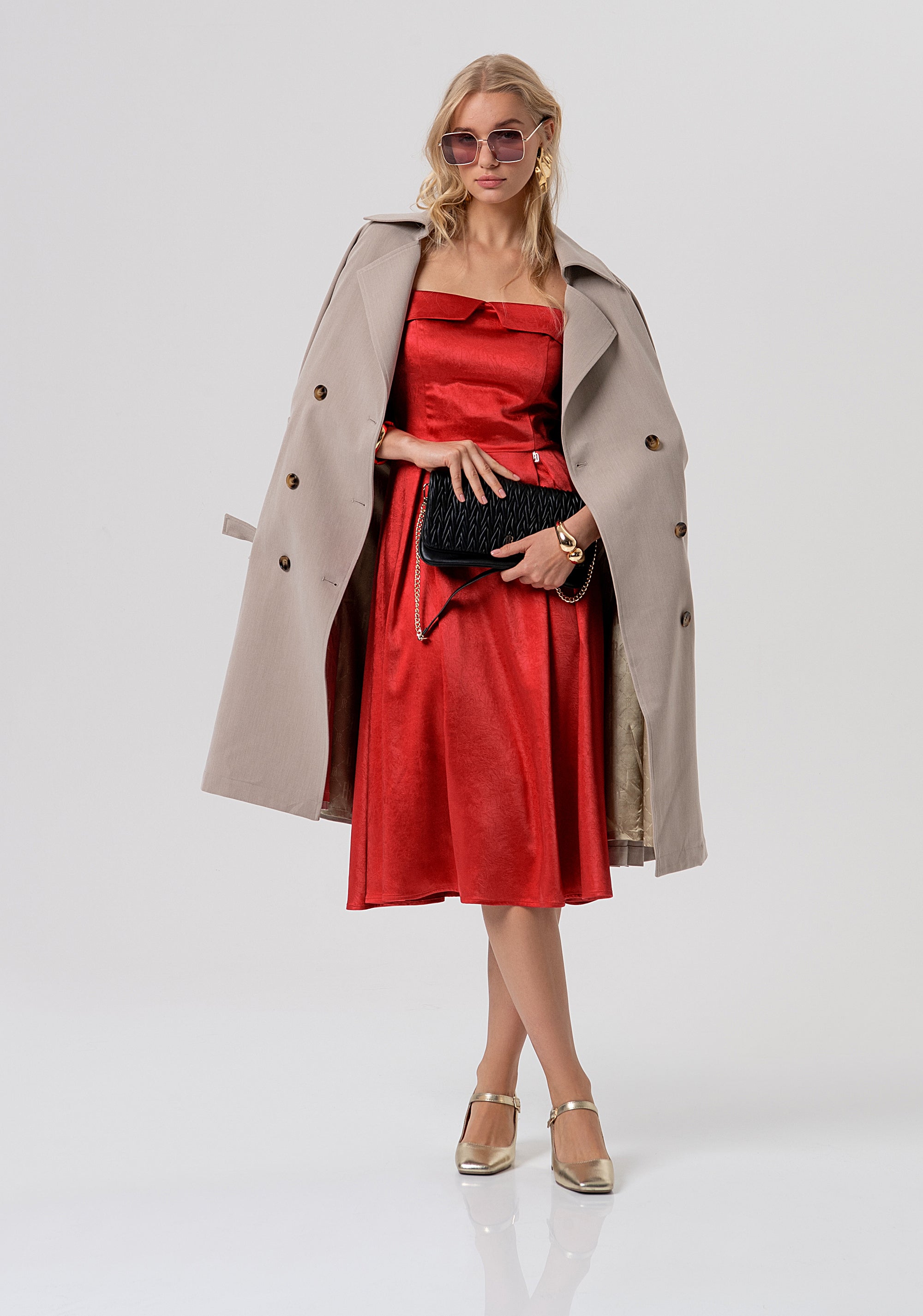 Sleeveless dress middle length made in satin Fracomina FR26SD2020W41101-101-4