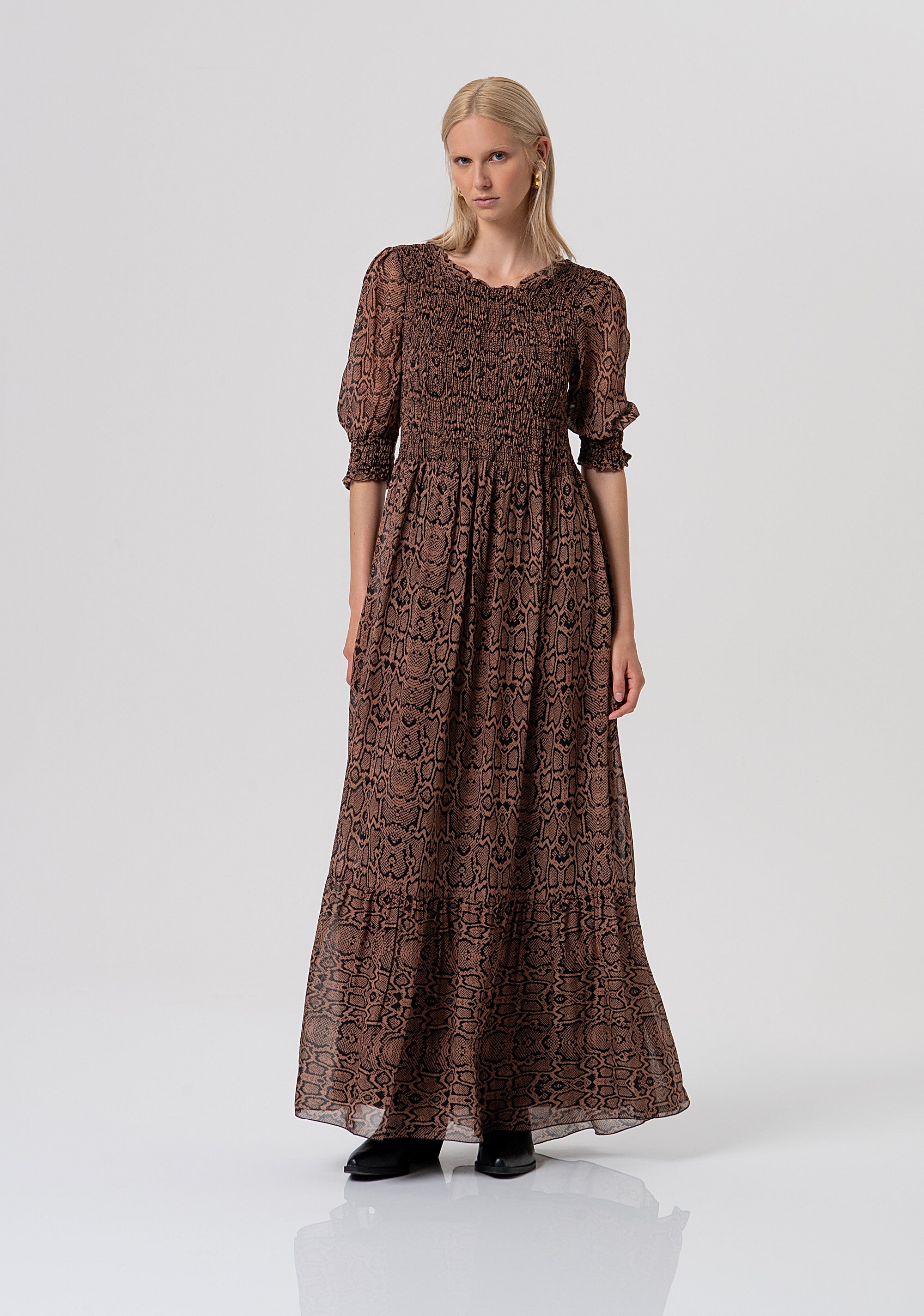 Long dress regular fit made in viscose with animalier print Fracomina FR26SD3017W428L7-M26-1