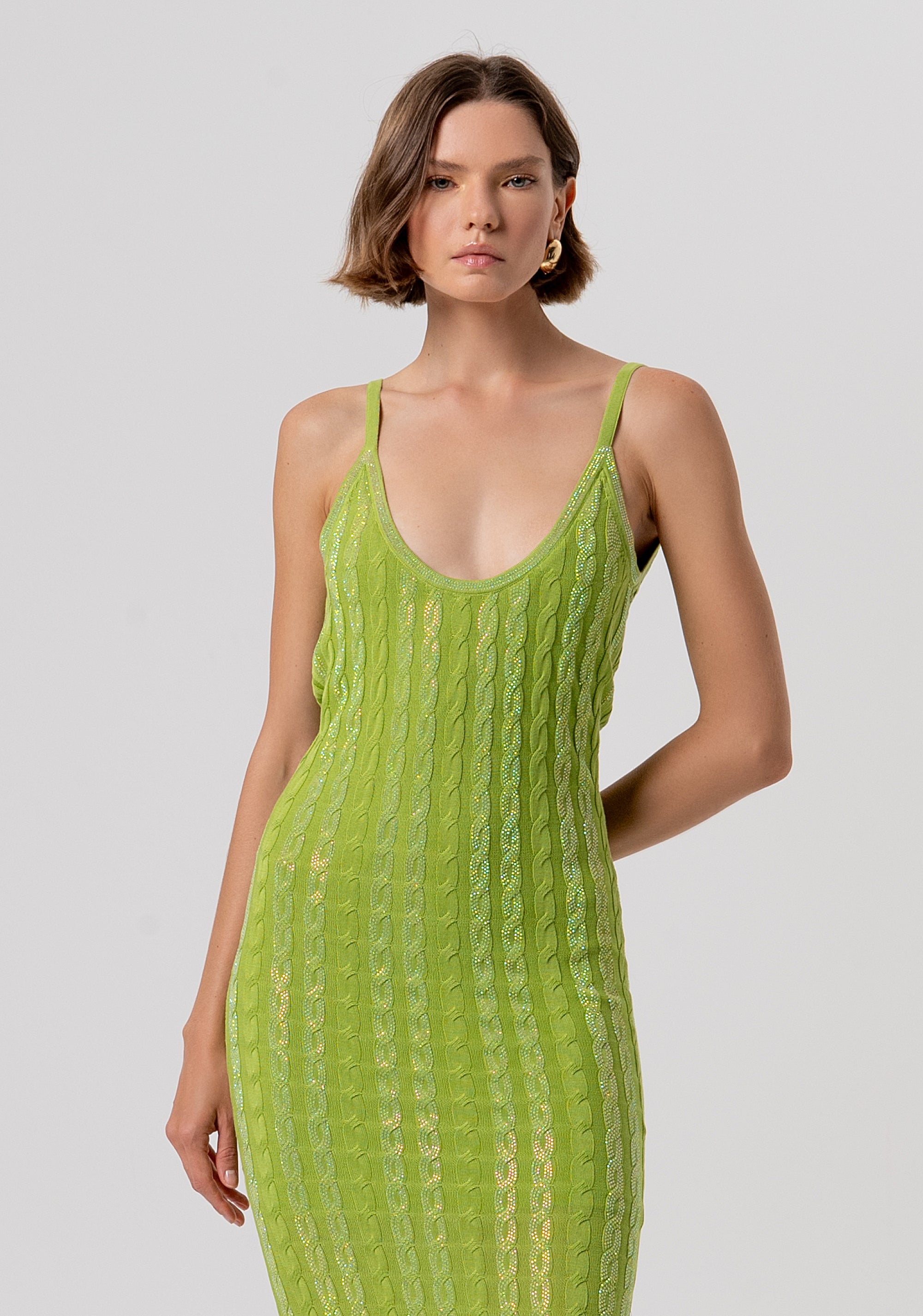 Knitted sleeveless dress slim fit middle length with plaits Fracomina FR26SD5001K547R9-813-2