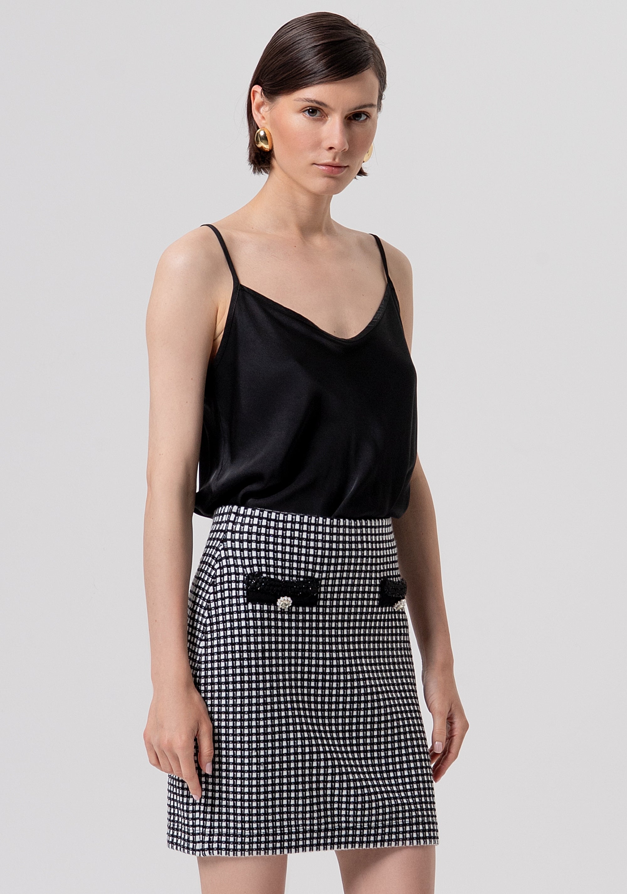 Knitted mini sheath skirt made in tweed Fracomina FR26SG4005K459S9-054-2