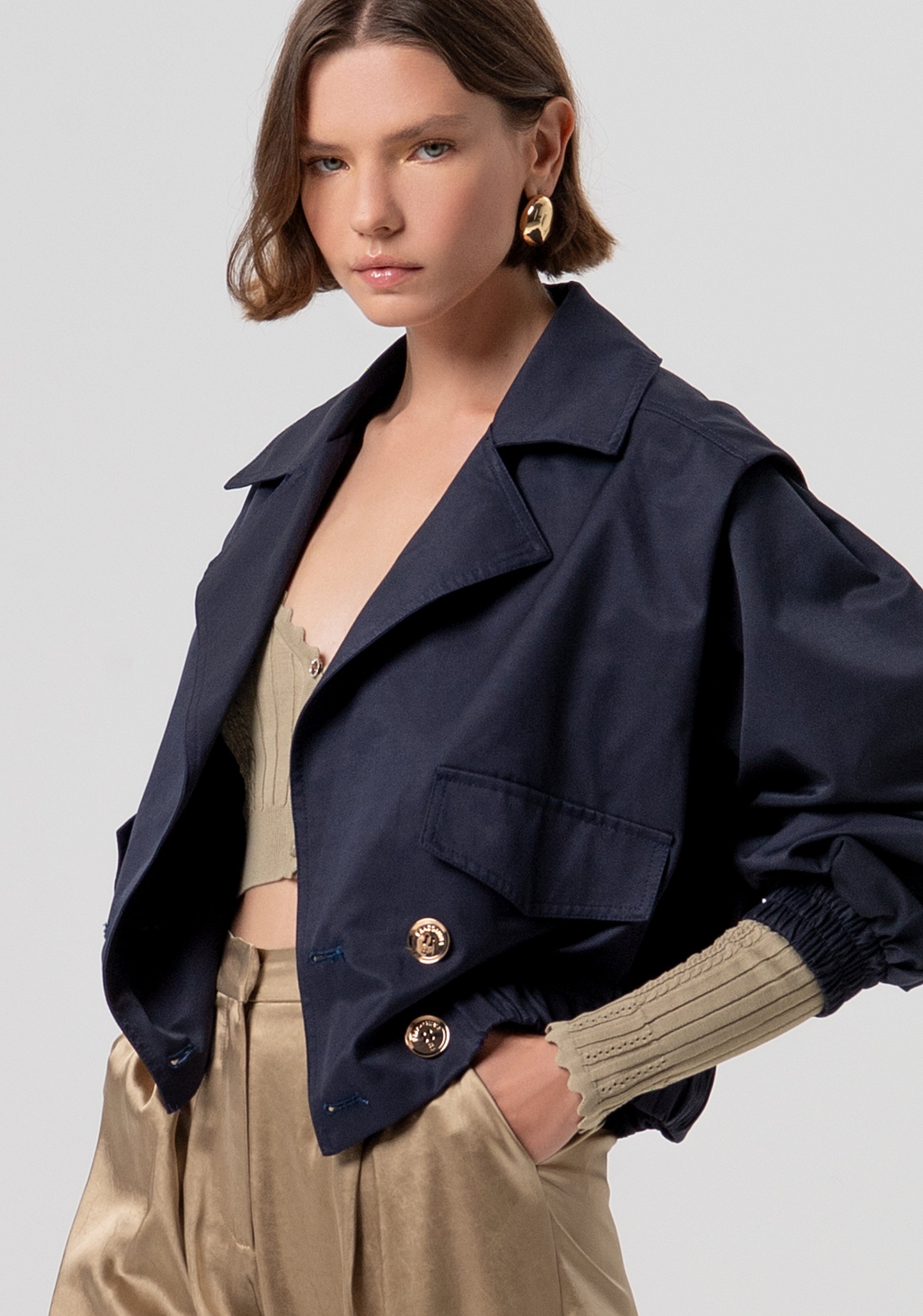 Jacket cropped with long wide sleeves Fracomina FR26SJ1003W44501-117-2