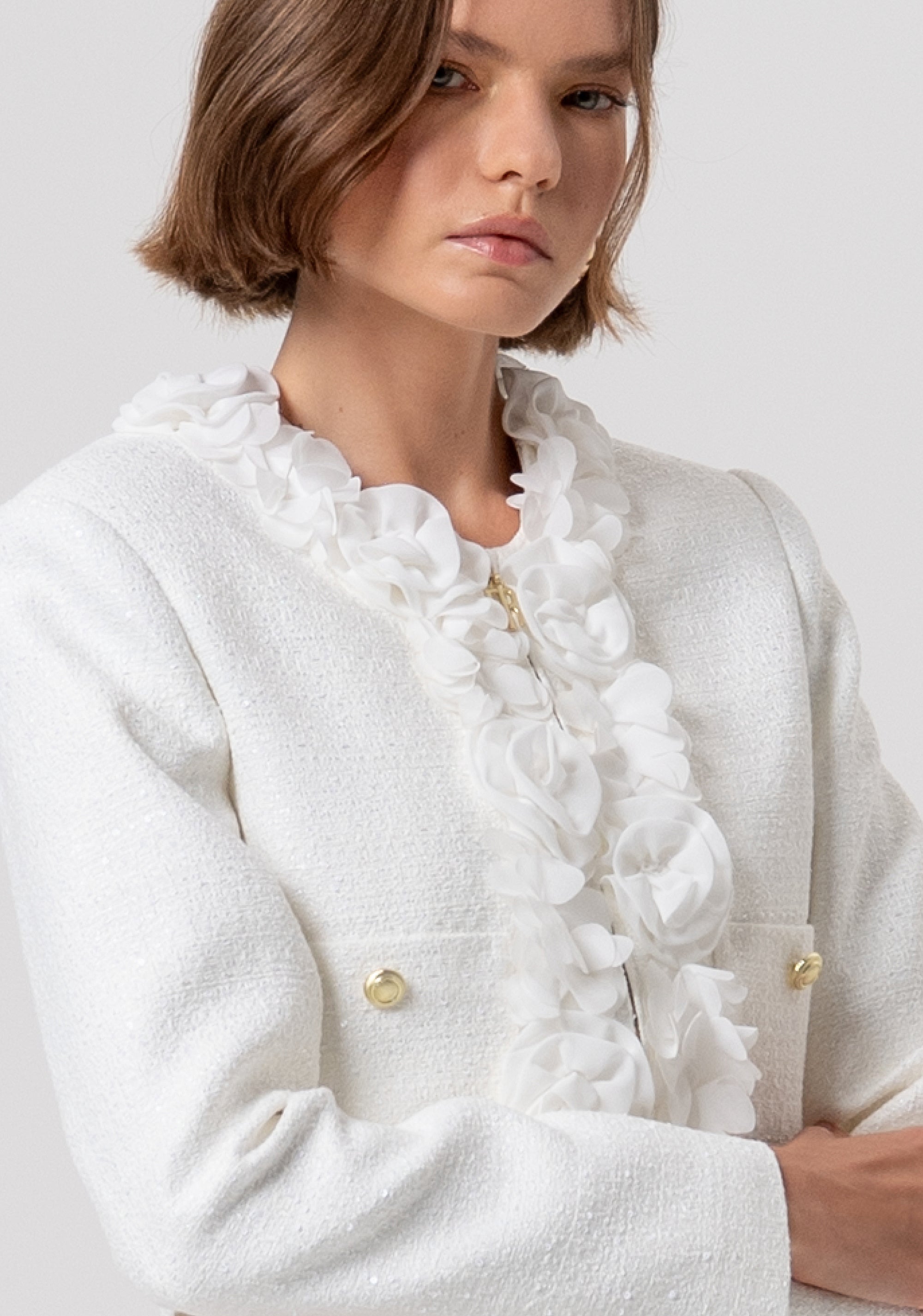 Short jacket regular fit made in tweed Fracomina FR26SJ1005W83201-108-2