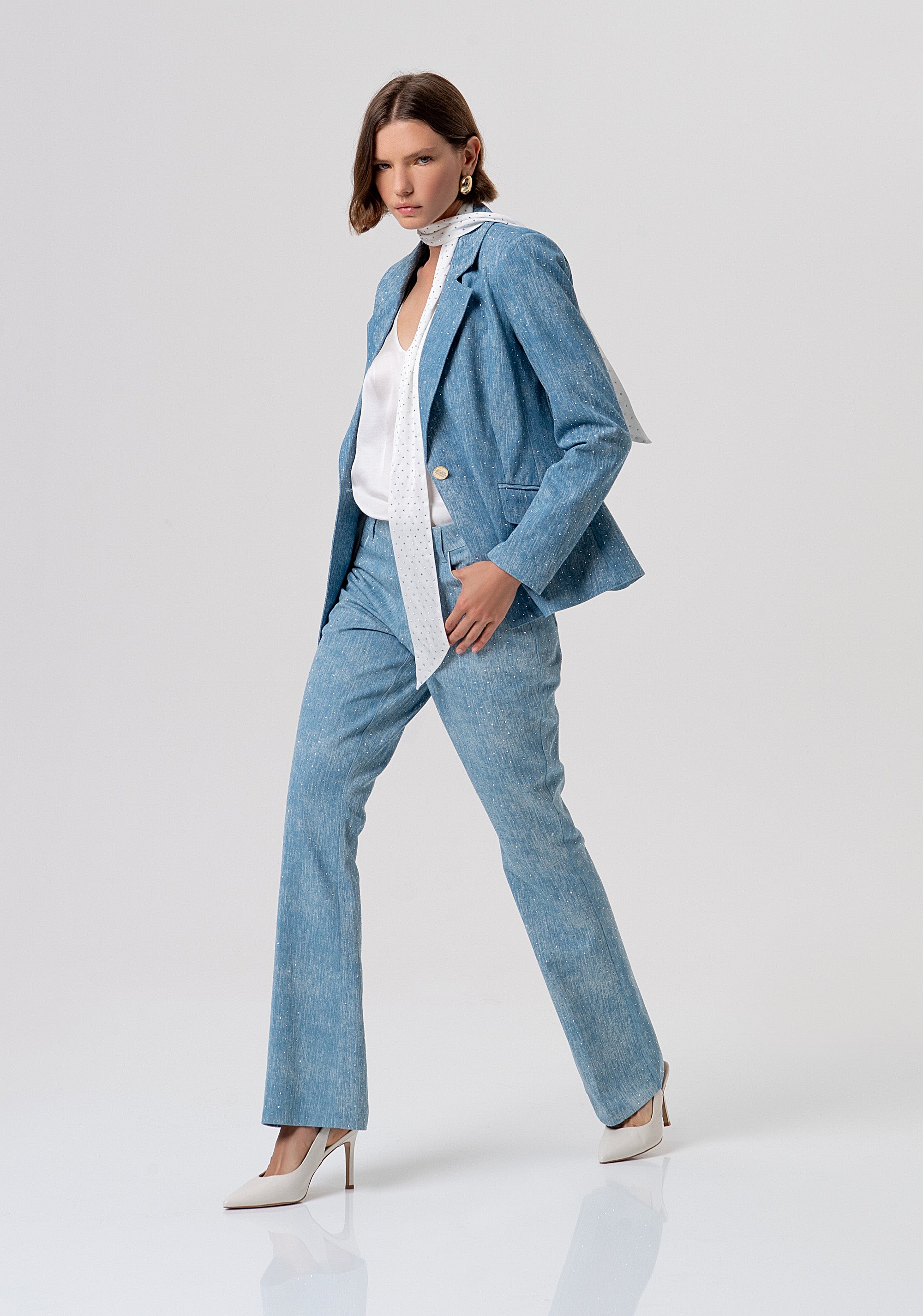 Blazer jacket regular fit single breasted with strasees Fracomina FR26SJ2007D47301-175-4