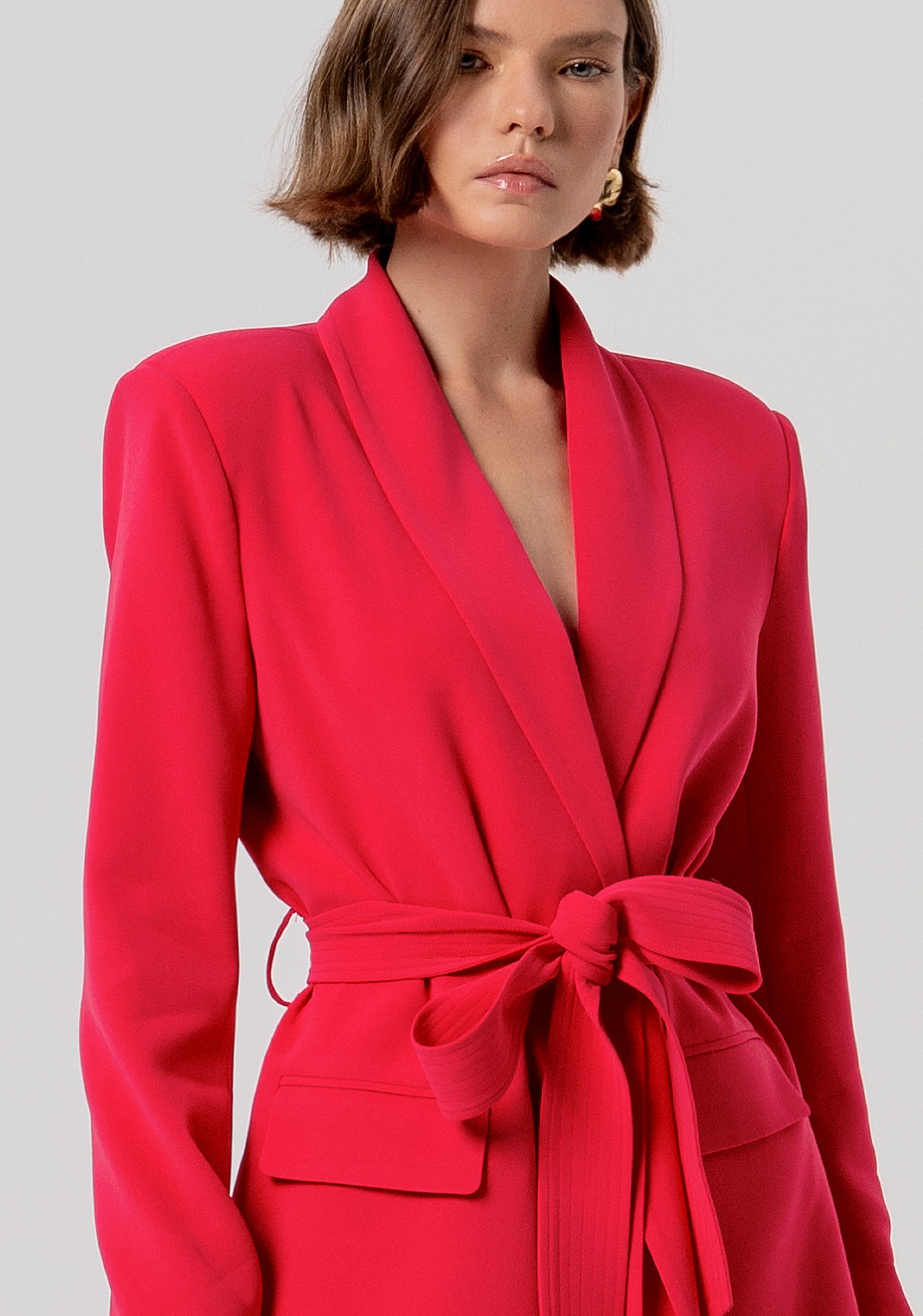 V-Neck Blazer with Ruffle Details Fracomina FR26SJ3002W83001-101-2