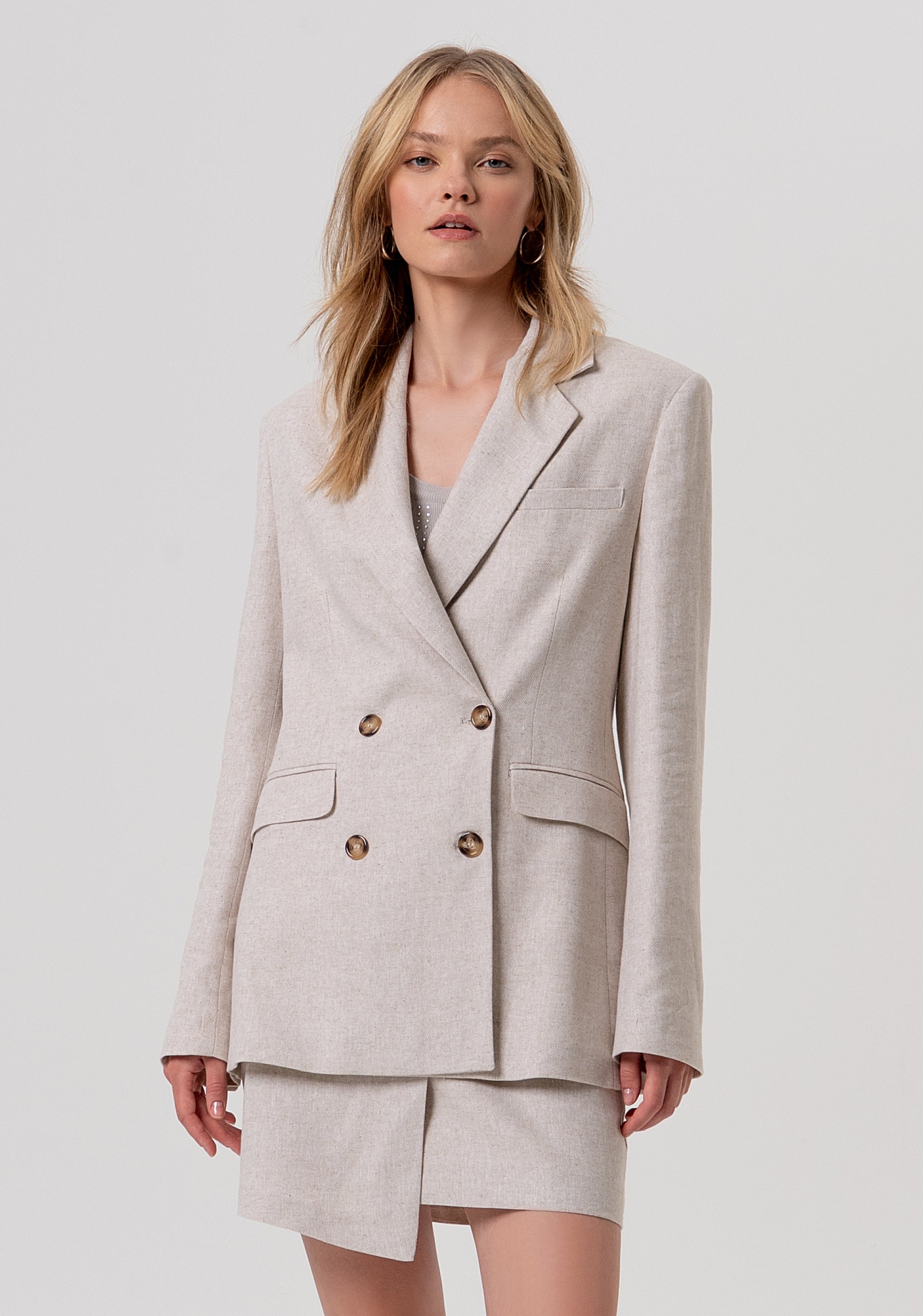 Blazer jacket regular fit double breasted with linen Fracomina FR26SJ3003W67101-251-1