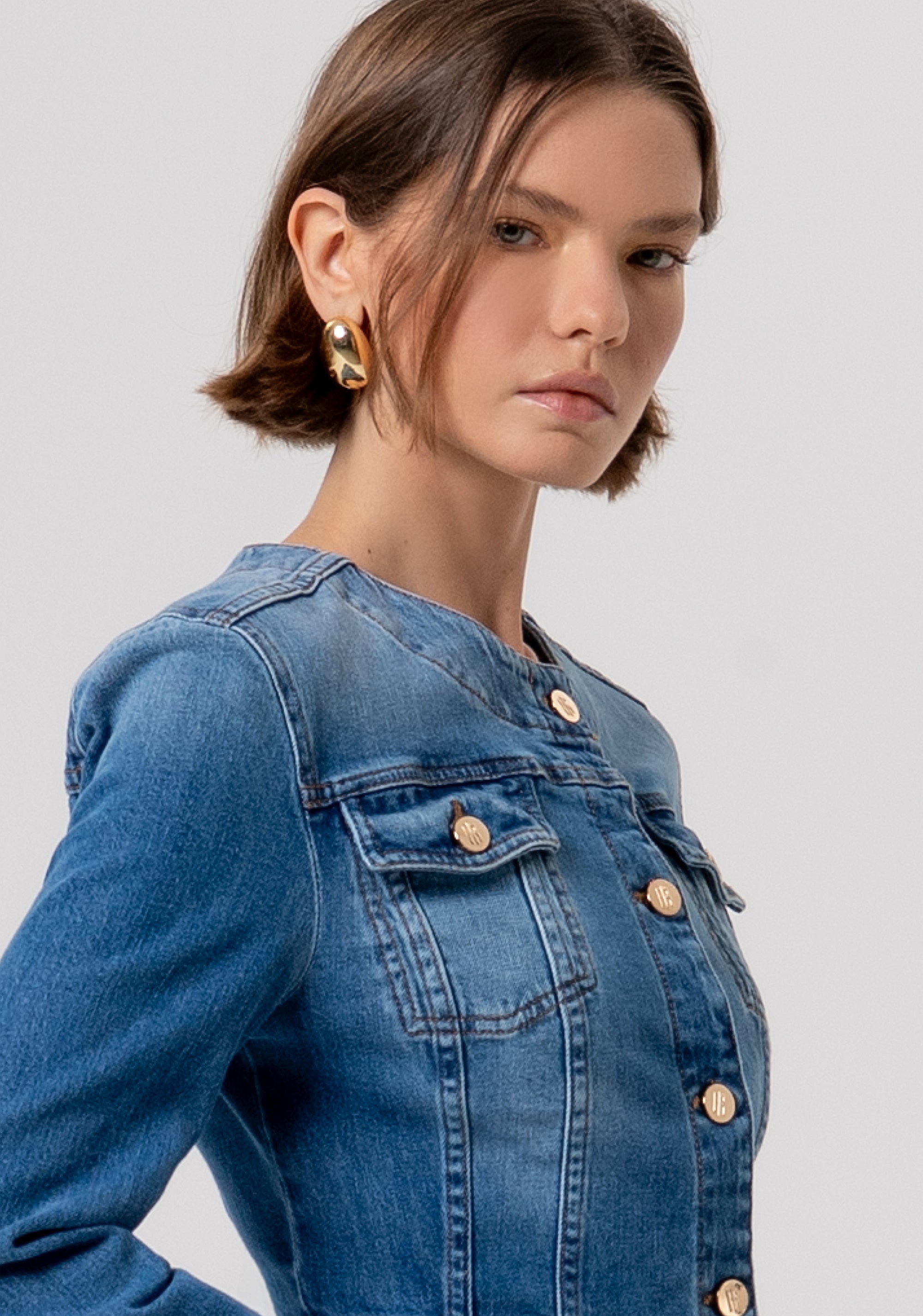 Jacket slim fit made in denim with middle wash Fracomina FR26SJ4007D40902-258-2