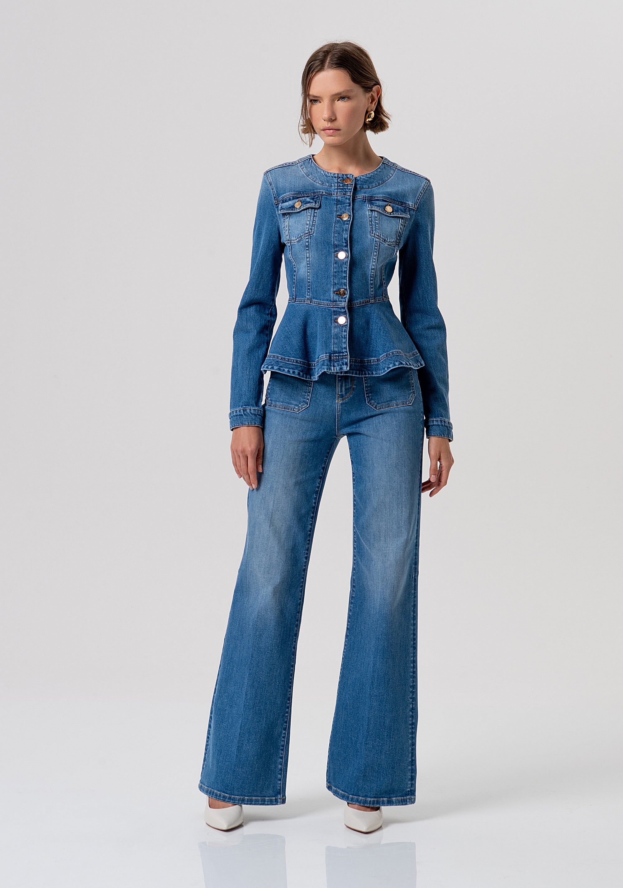 Jacket slim fit made in denim with middle wash Fracomina FR26SJ4007D40902-258-5