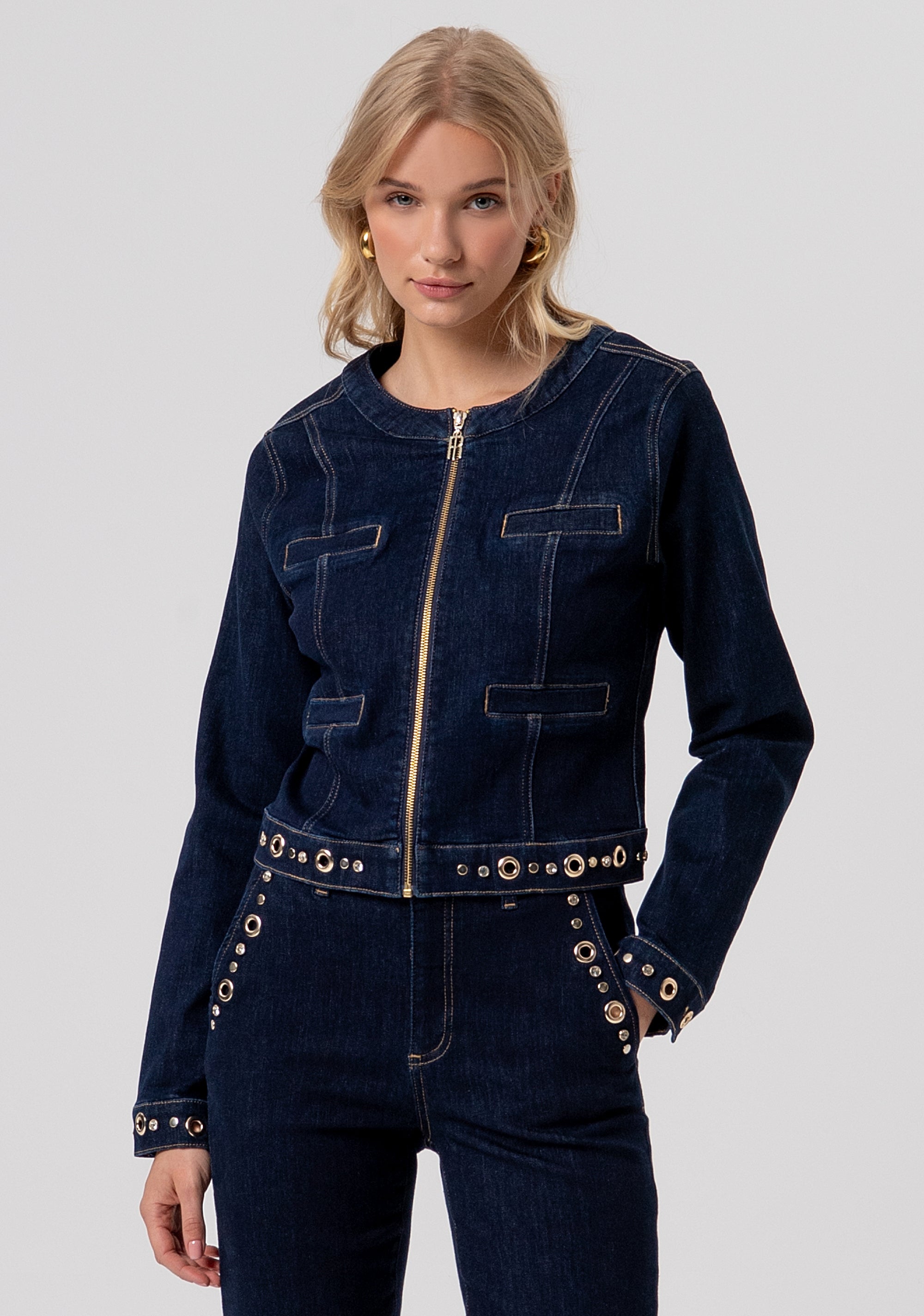 Jacket slim fit made in denim with raw wash Fracomina FR26SJ4008D46493-L23-1