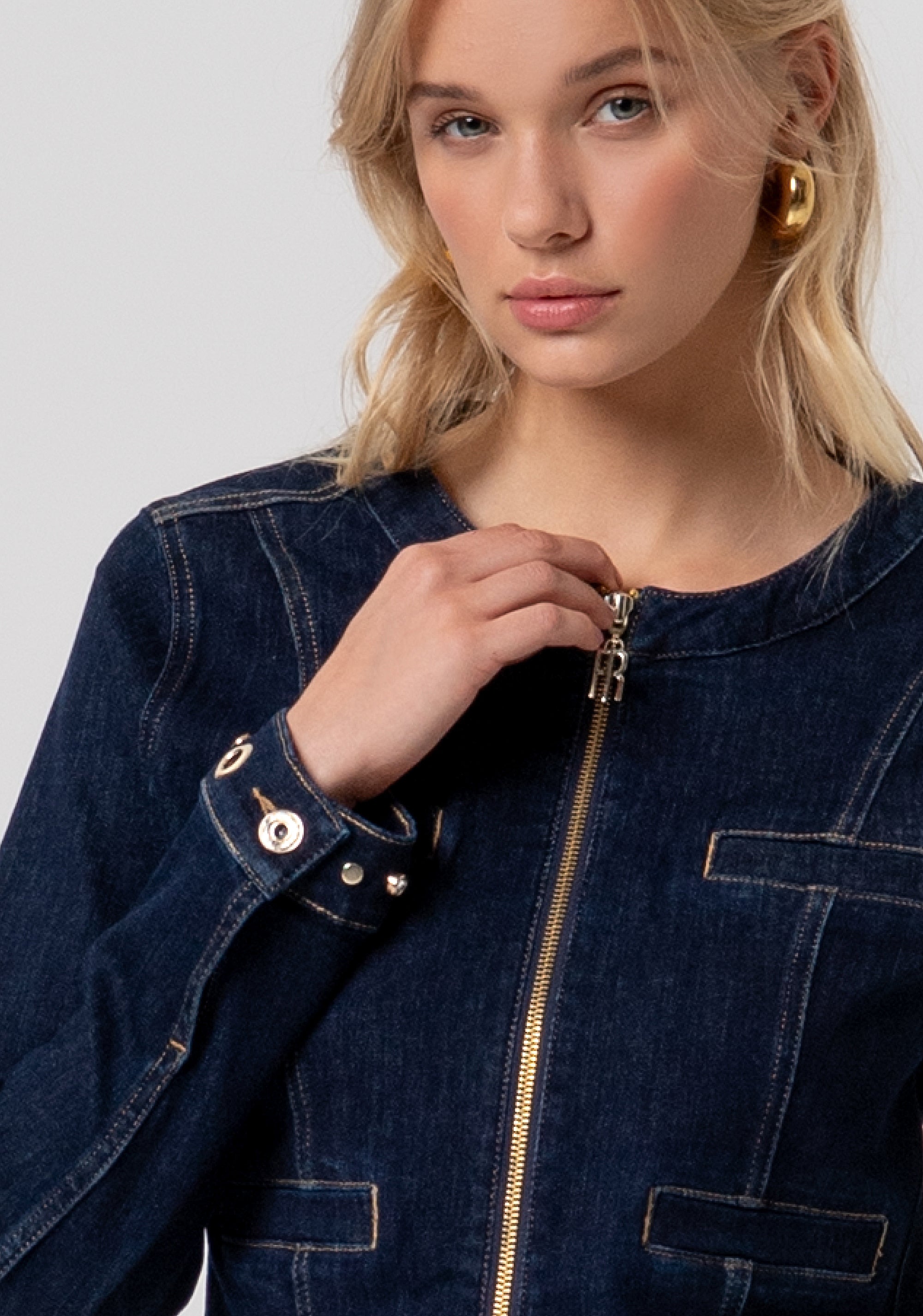 Jacket slim fit made in denim with raw wash Fracomina FR26SJ4008D46493-L23-2