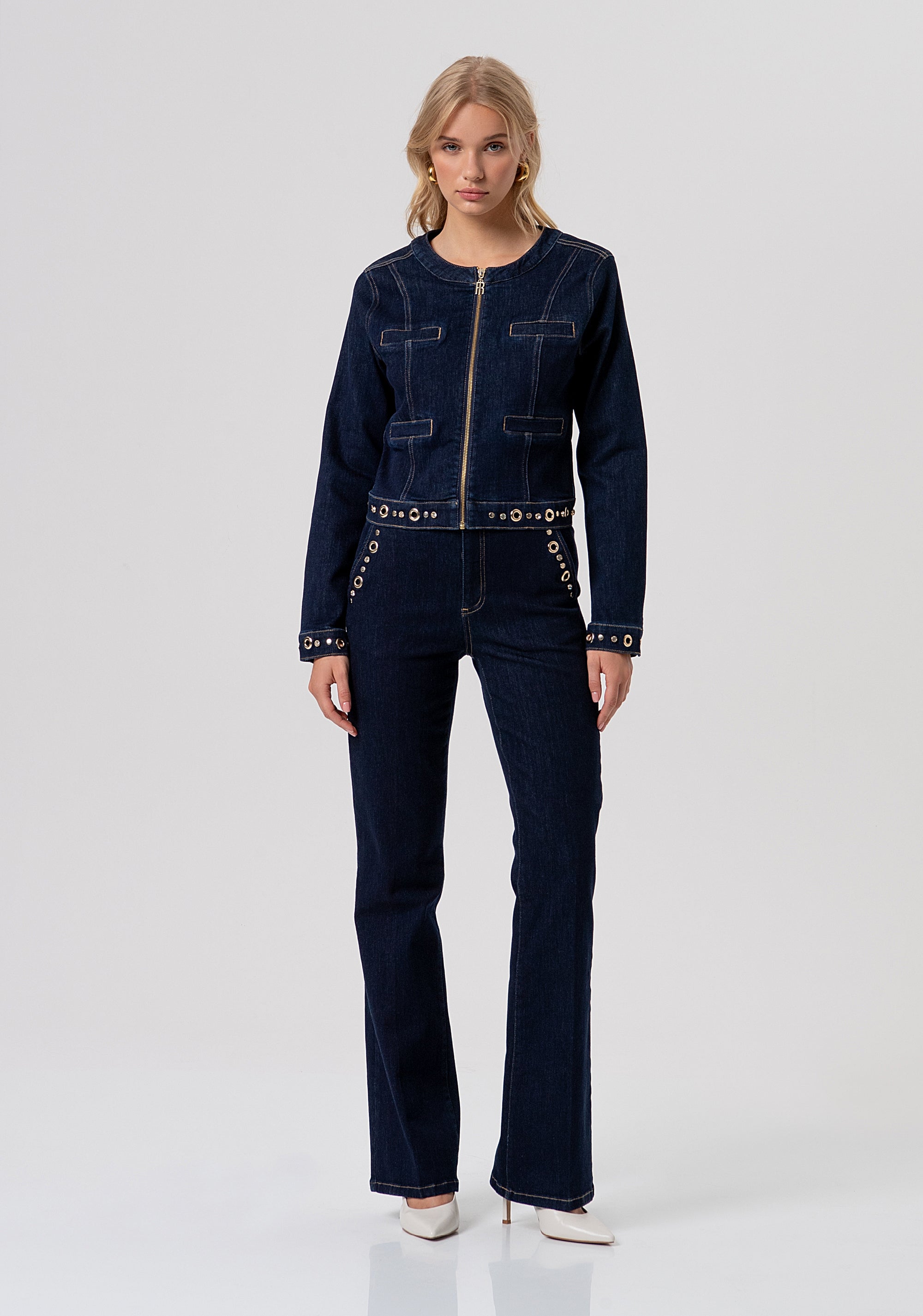 Jacket slim fit made in denim with raw wash Fracomina FR26SJ4008D46493-L23-4