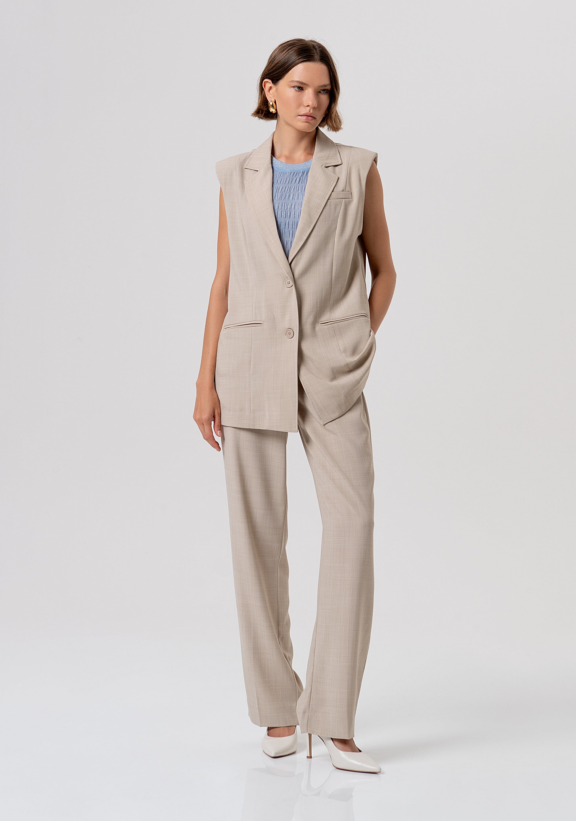 Gilet over fit blazer style single breasted Fracomina FR26SJ5003W76301-569-3