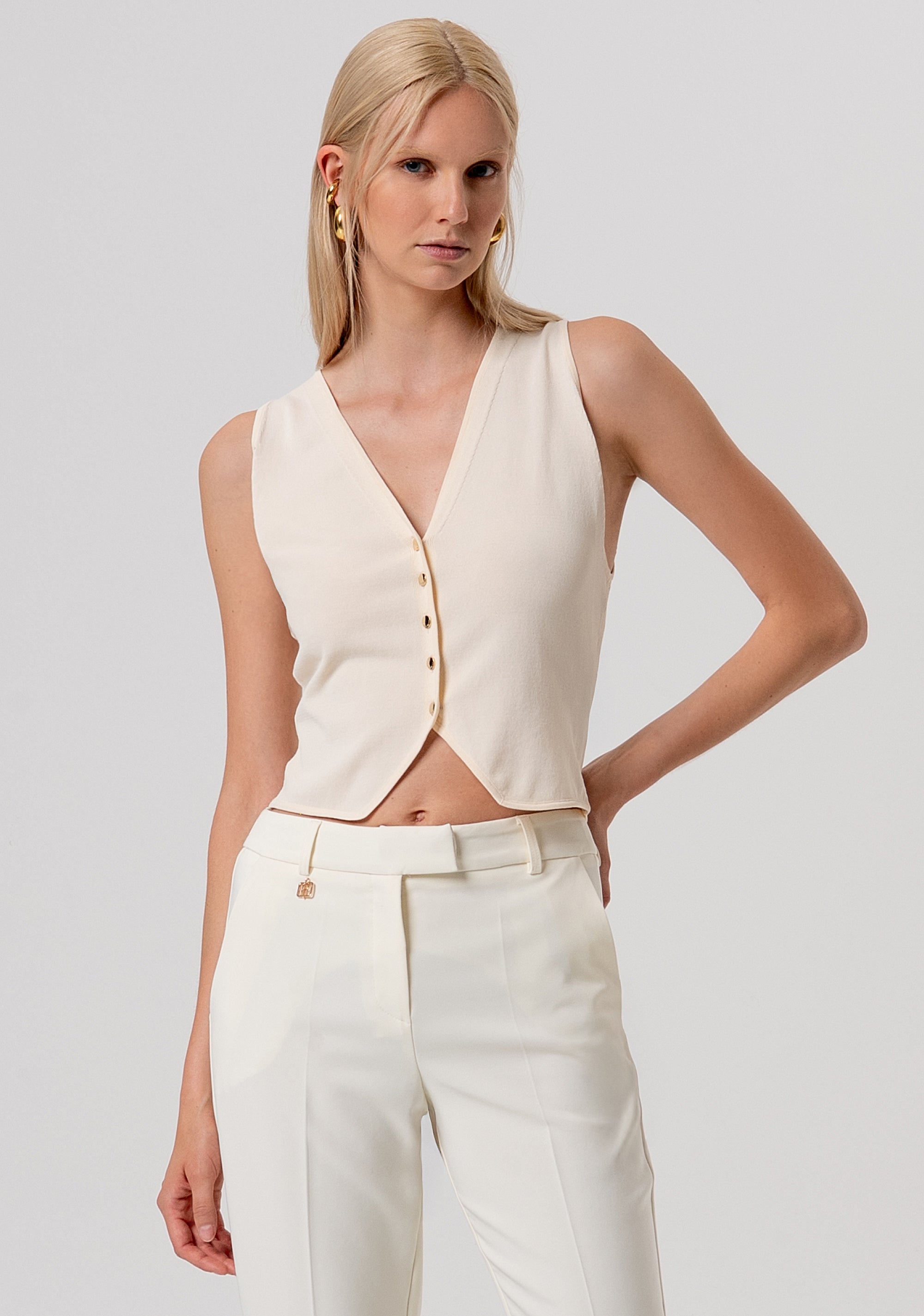 Gilet slim fit with V-neck drop Fracomina FR26SJ5011K52401-B59-1