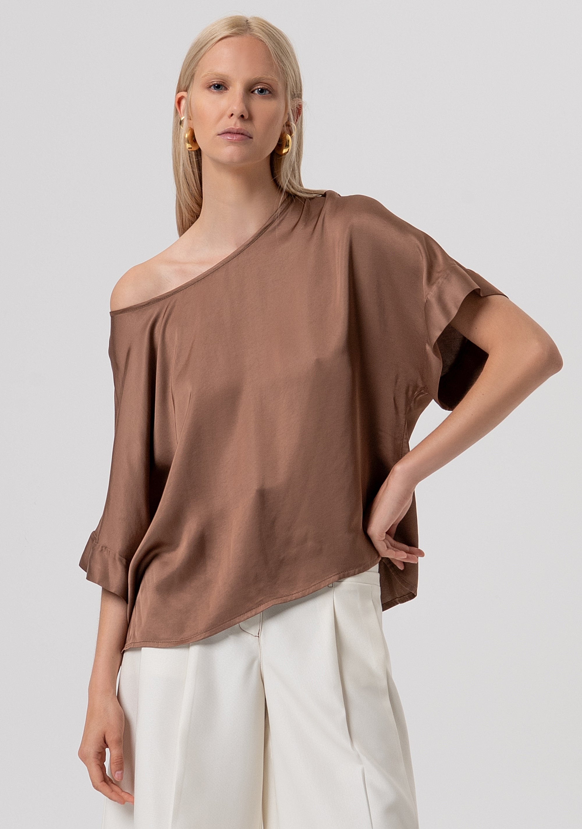 Top over fit made in viscose satin Fracomina FR26ST1010W41301-M07-1