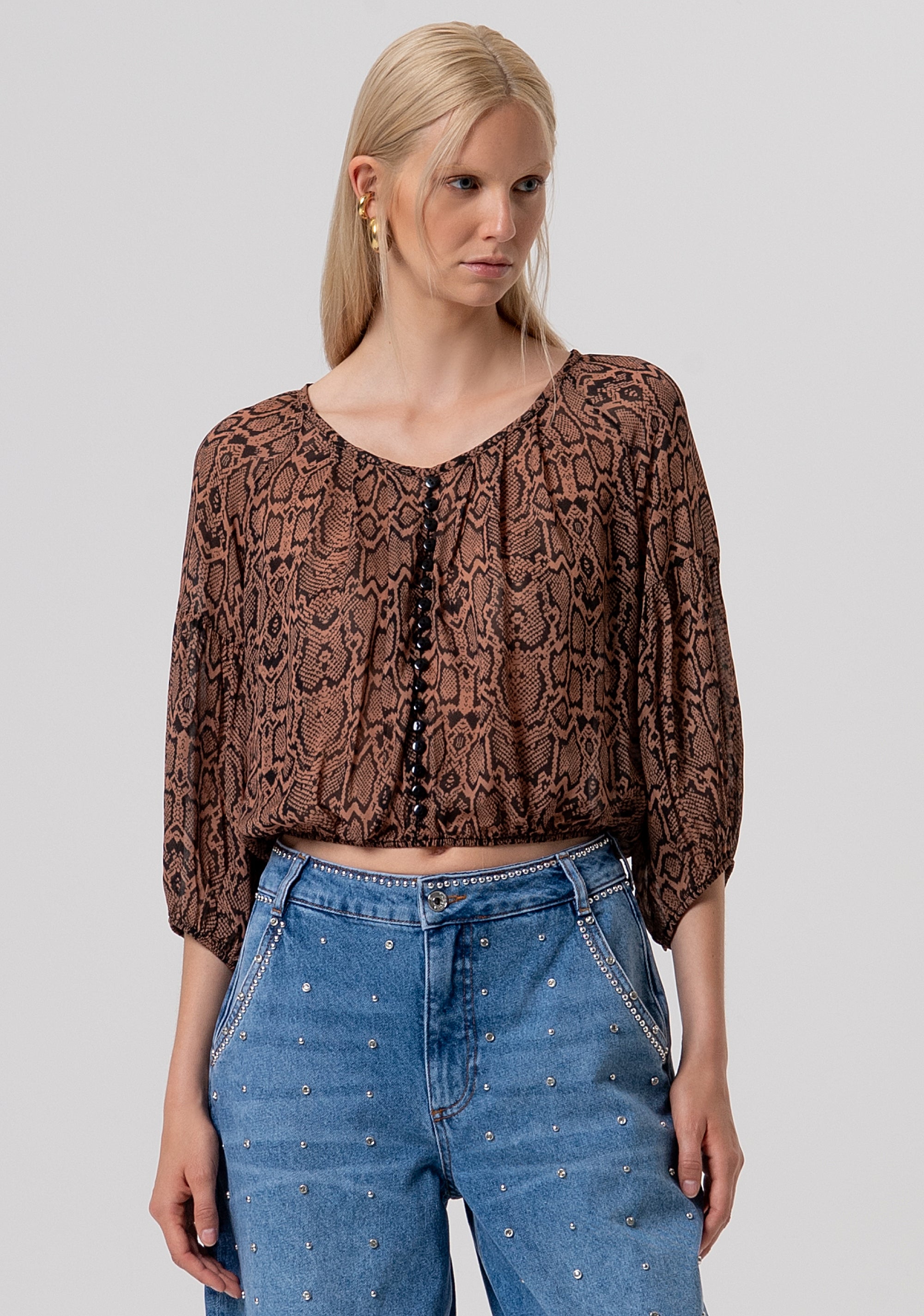 Blouse regular fit made in viscose with animalier print Fracomina FR26ST1023W428L7-M26-1