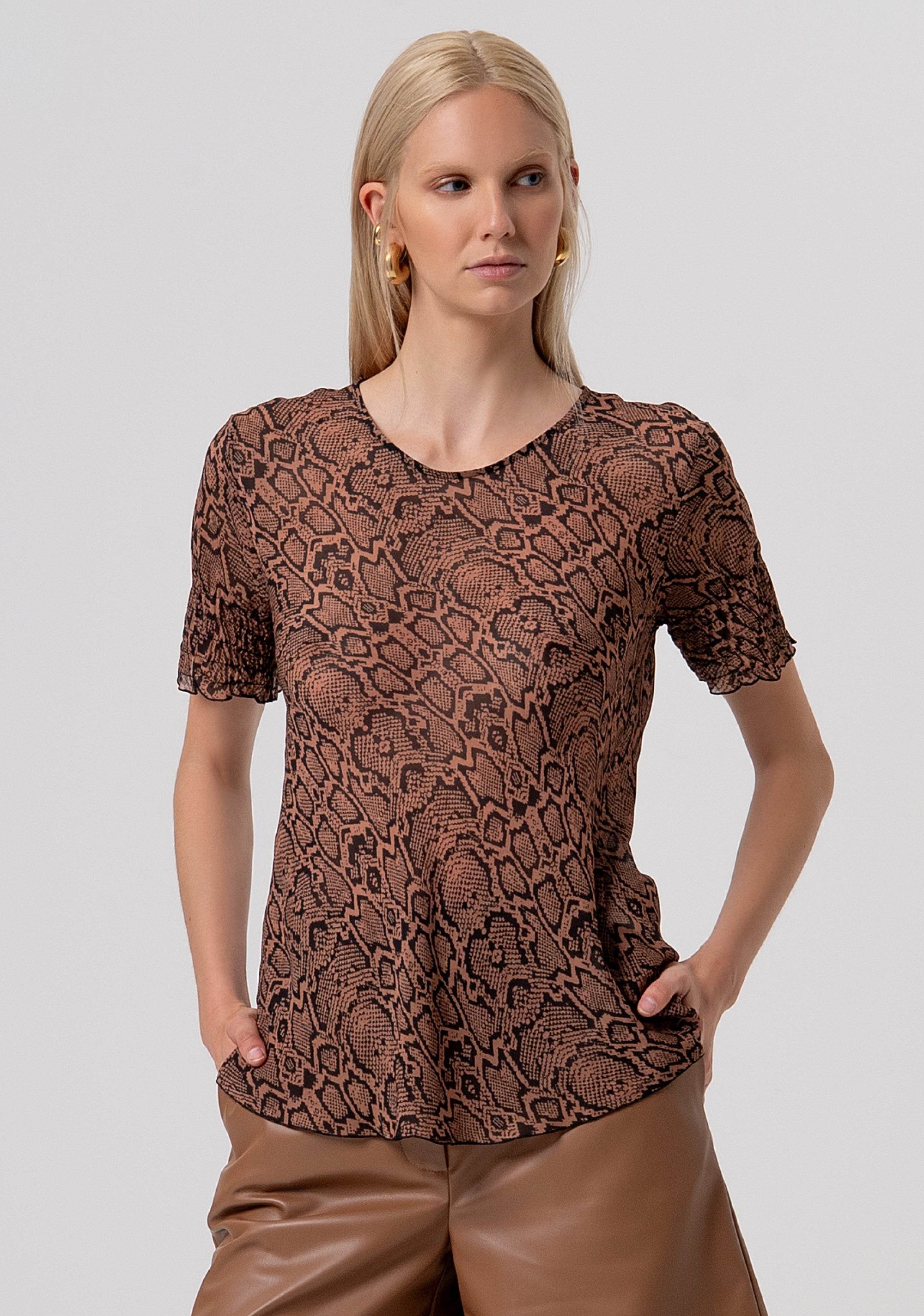 Top regular fit made in viscose with animalier pattern Fracomina FR26ST1054W428L7-M26-1