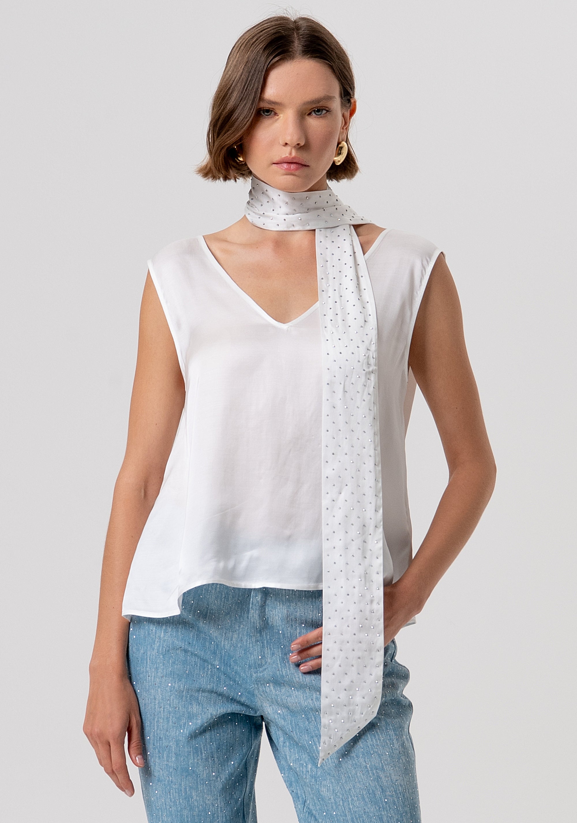 Top sleeveless made in satin Fracomina FR26ST2016W58401-278