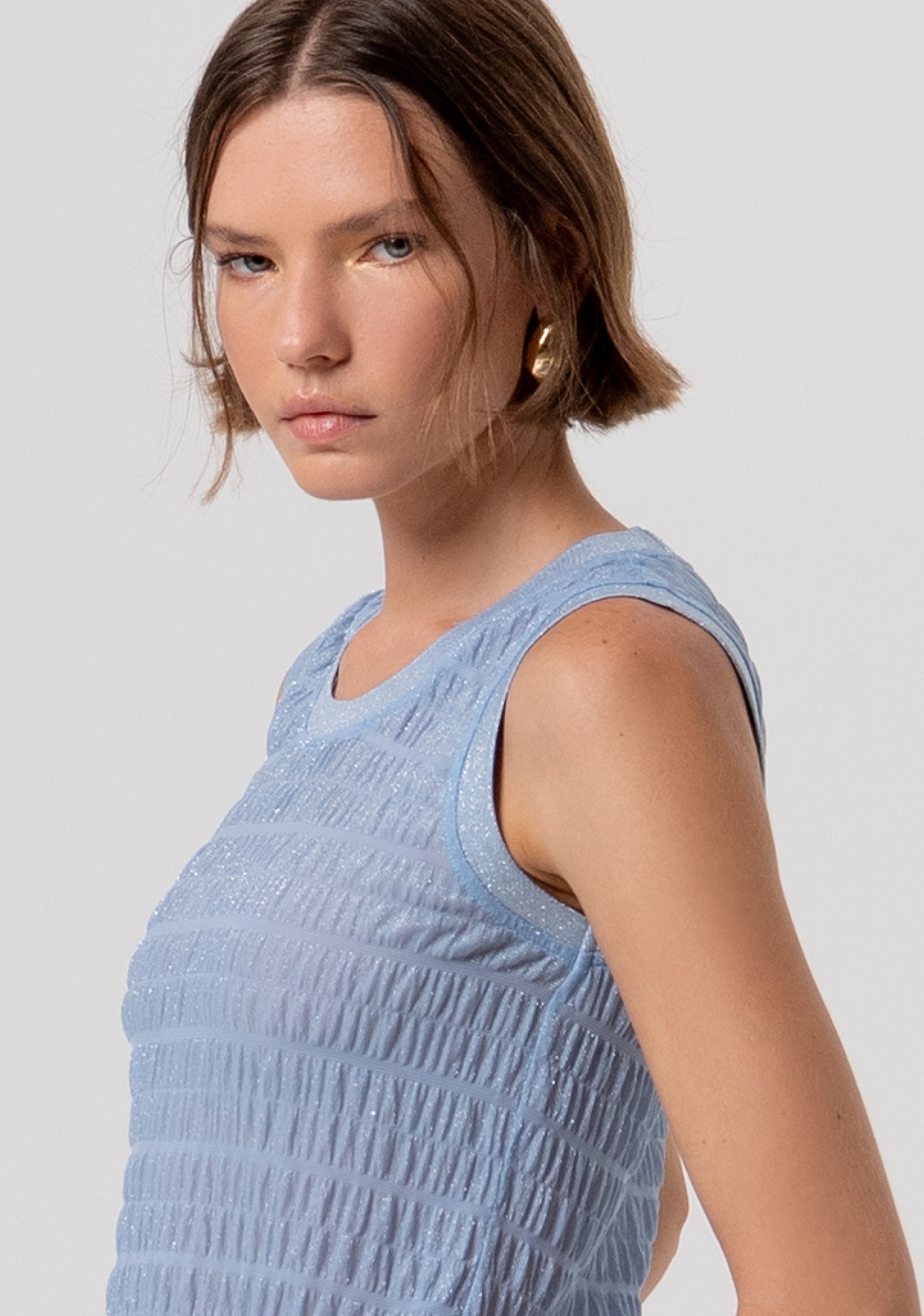 Top sleeveless made in embossed fabric Fracomina FR26ST2019J427Q7-M32-2