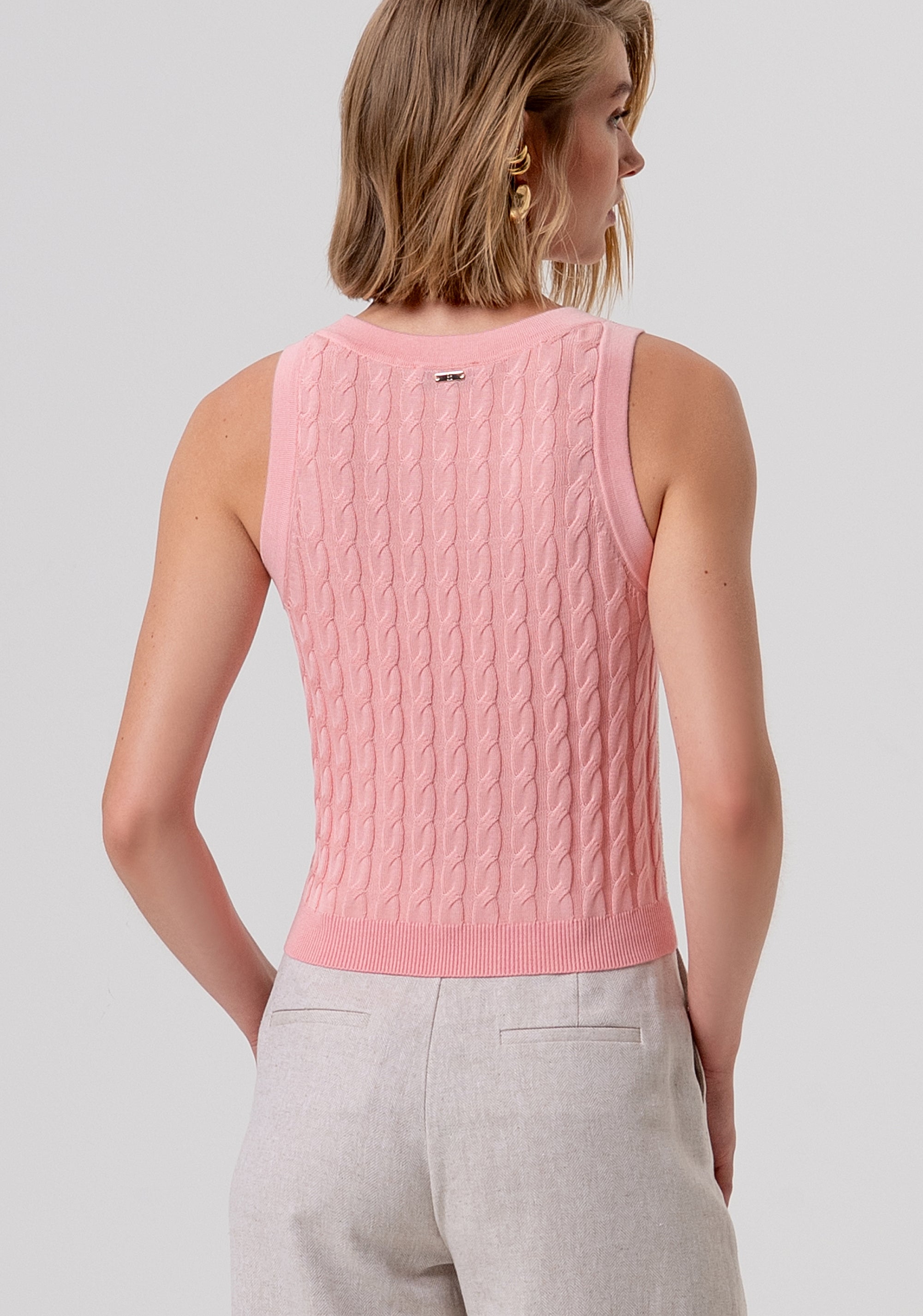 Knitted tank top slim fit with plaits Fracomina FR26ST4008K547R9-107-3