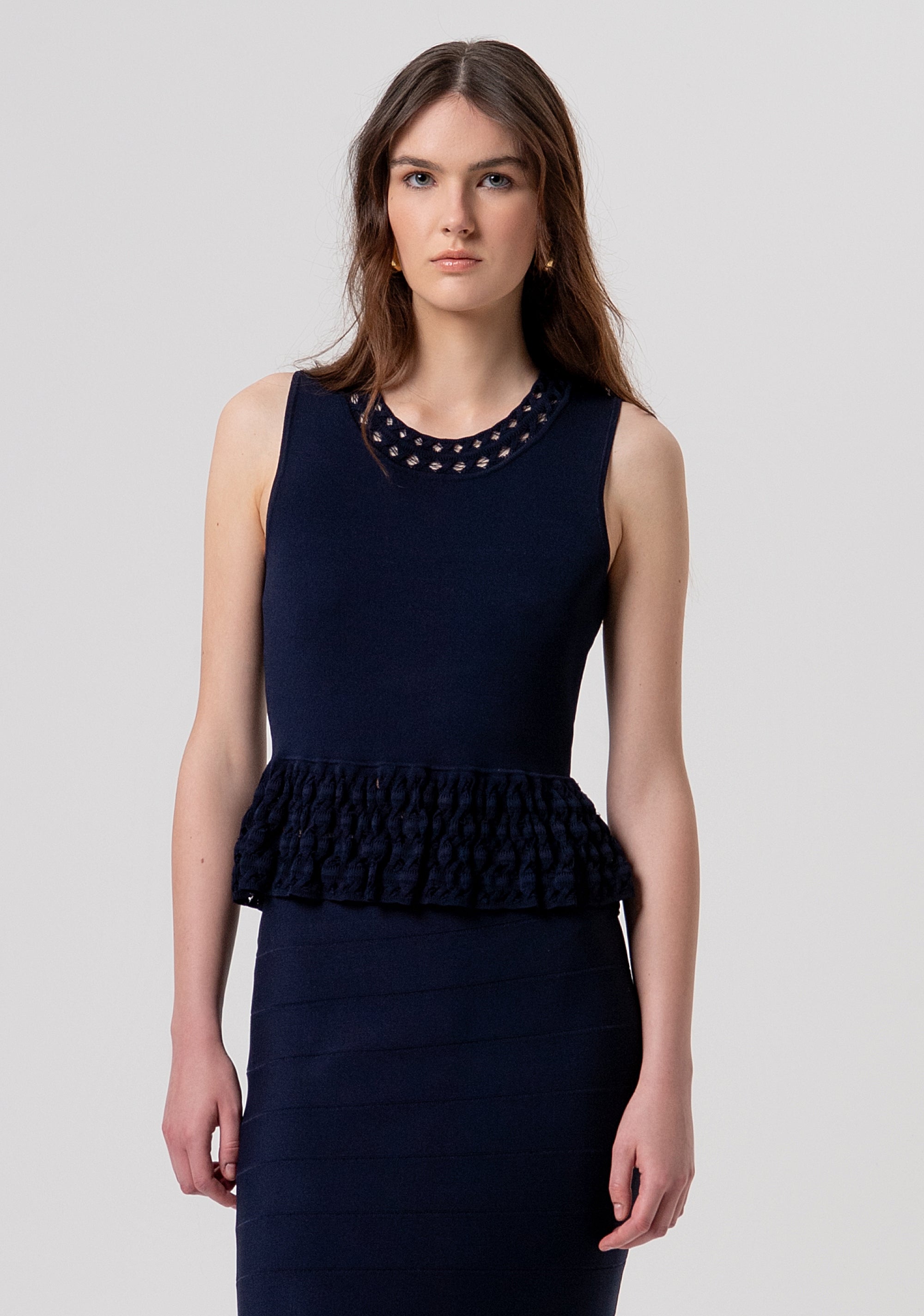 Sleeveless Top with Jewel Neckline and Structured Shoulders Fracomina FR26ST4011K52401-117