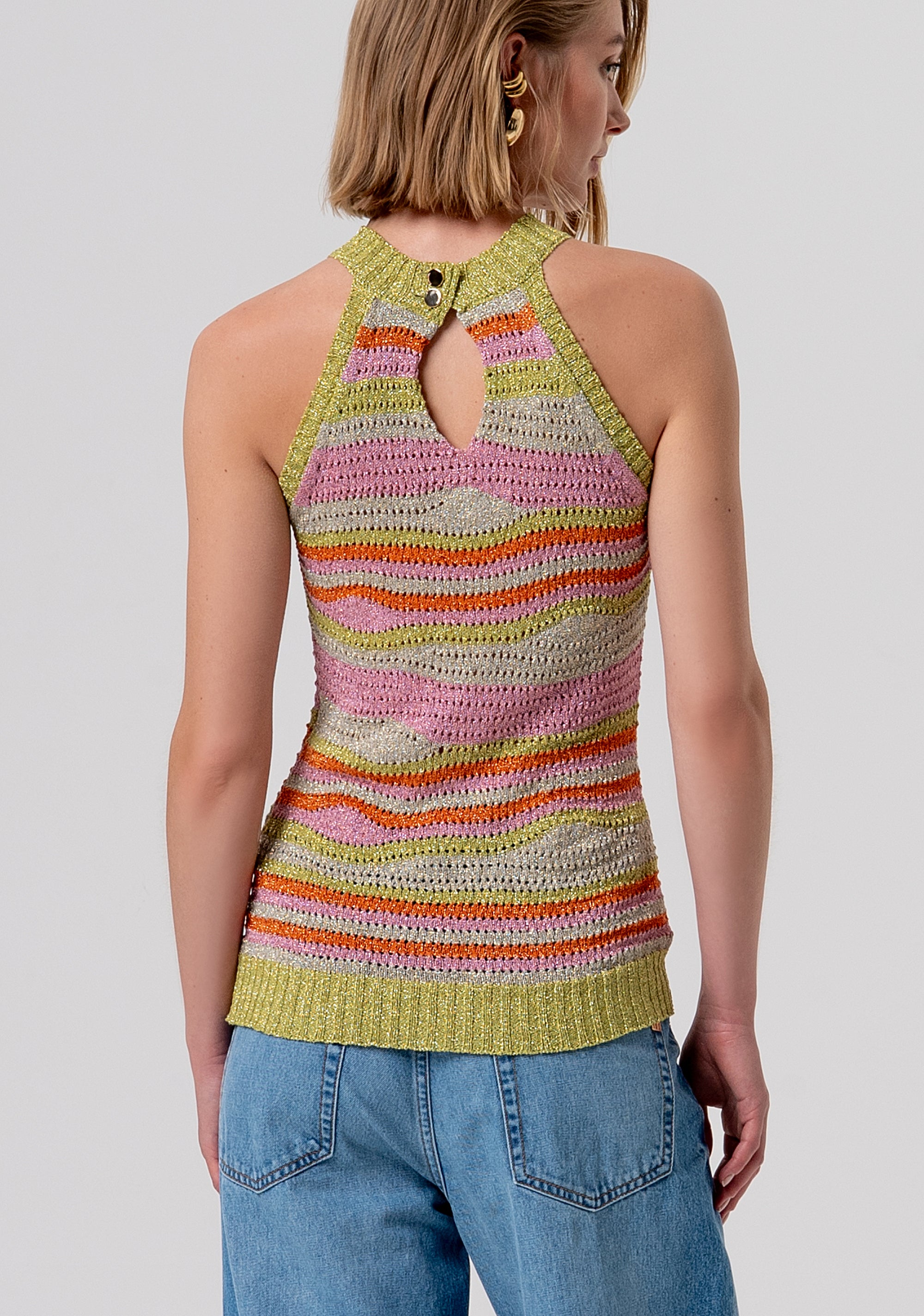 Knitted tank top slim fit with stripes Fracomina FR26ST4020K432Q7-210-3