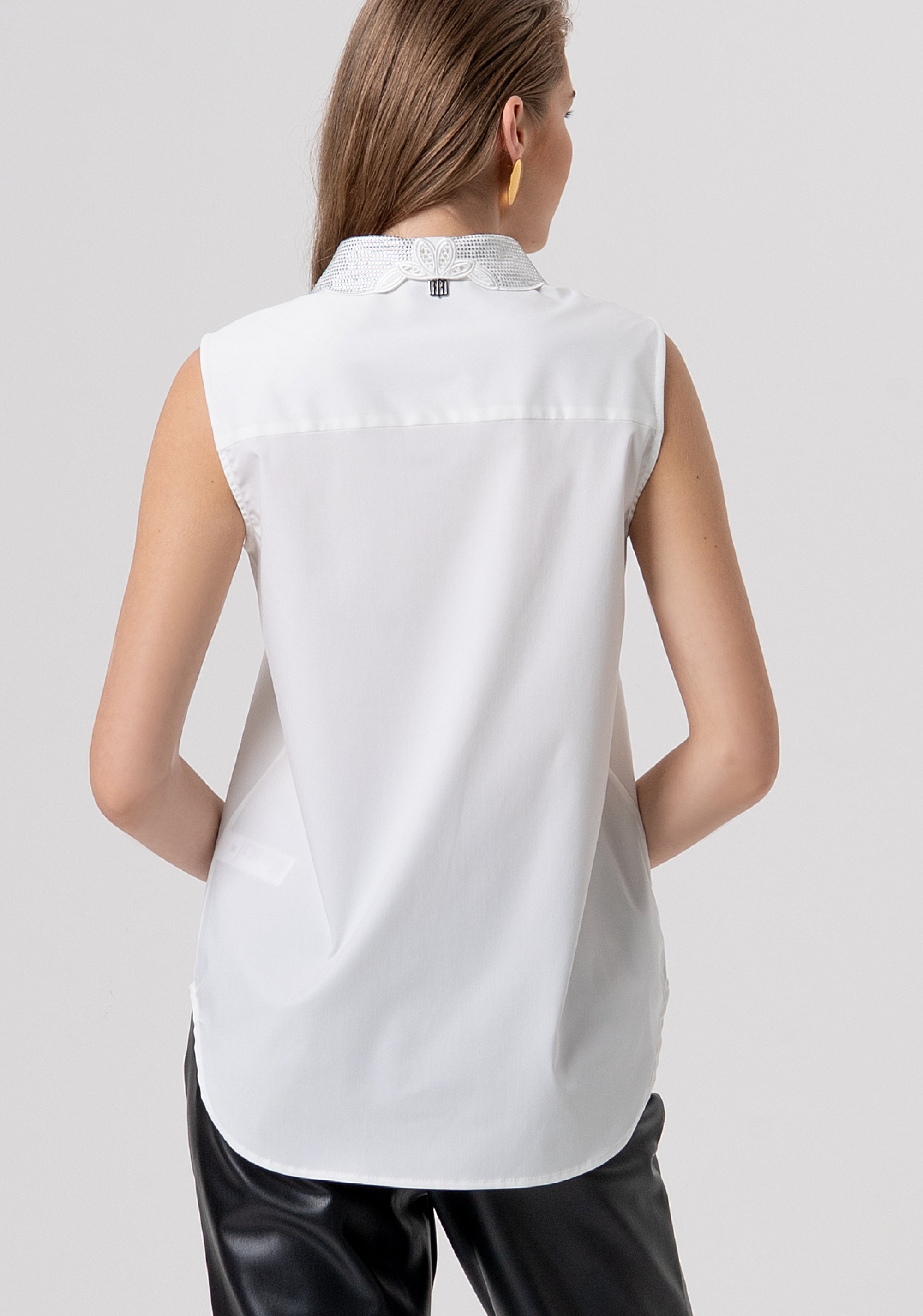Sleeveless shirt with embroideries applied Fracomina FR26ST6012W833E5-108-3