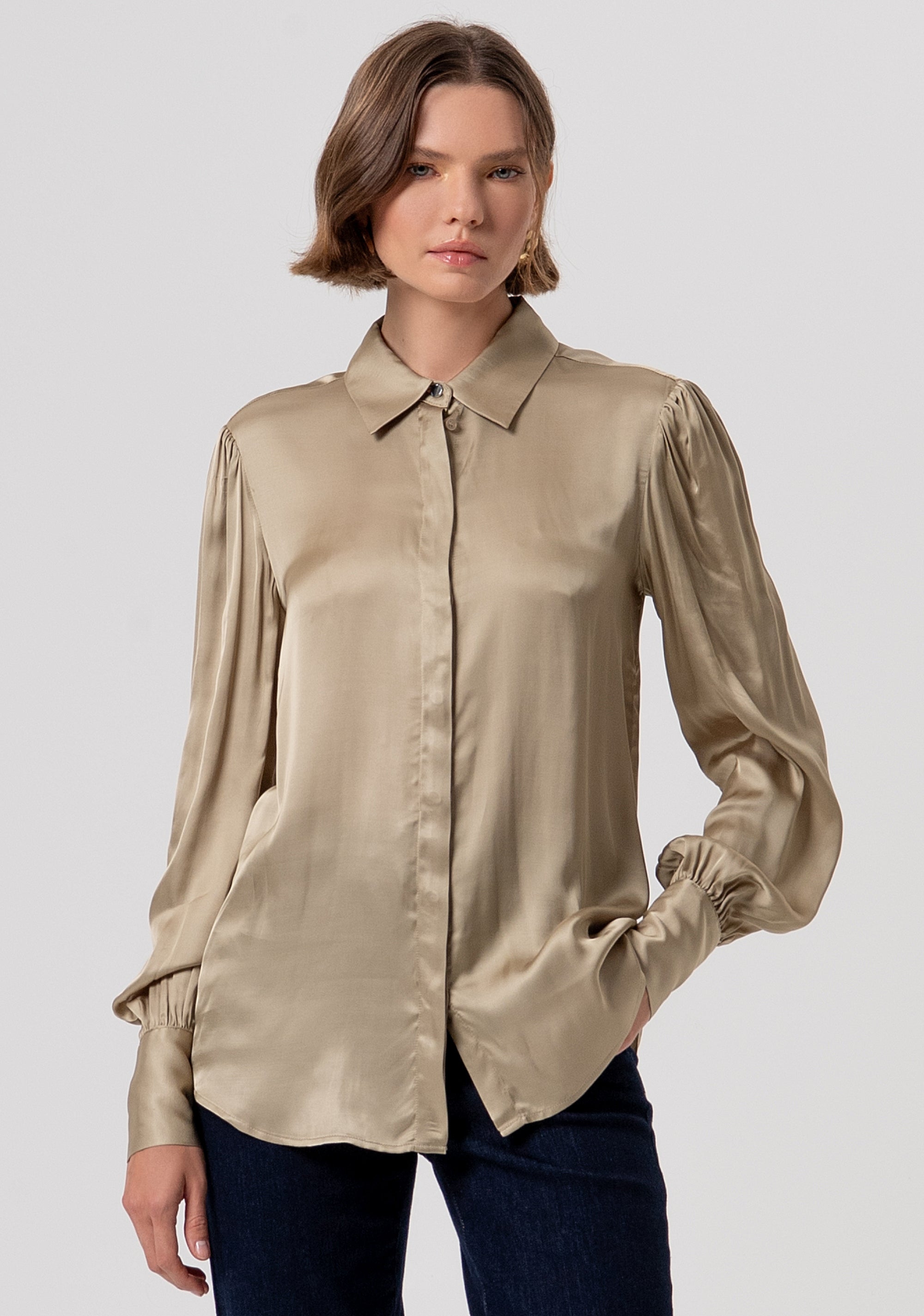 Shirt regular fit made in satin with silk Fracomina FR26ST6024W58401-208-1