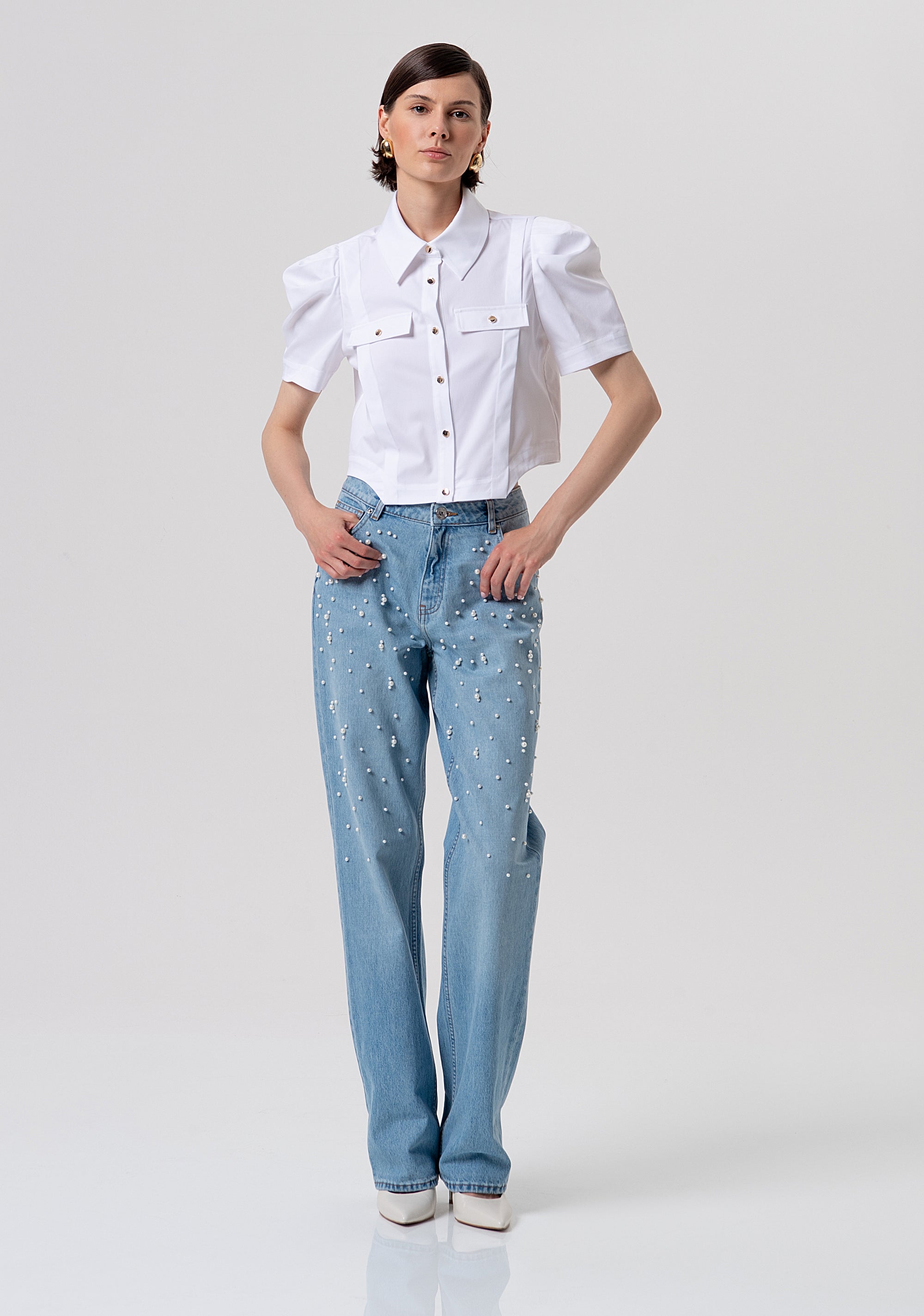 Shirt cropped made in popeline Fracomina FR26ST6028W83301-278-4