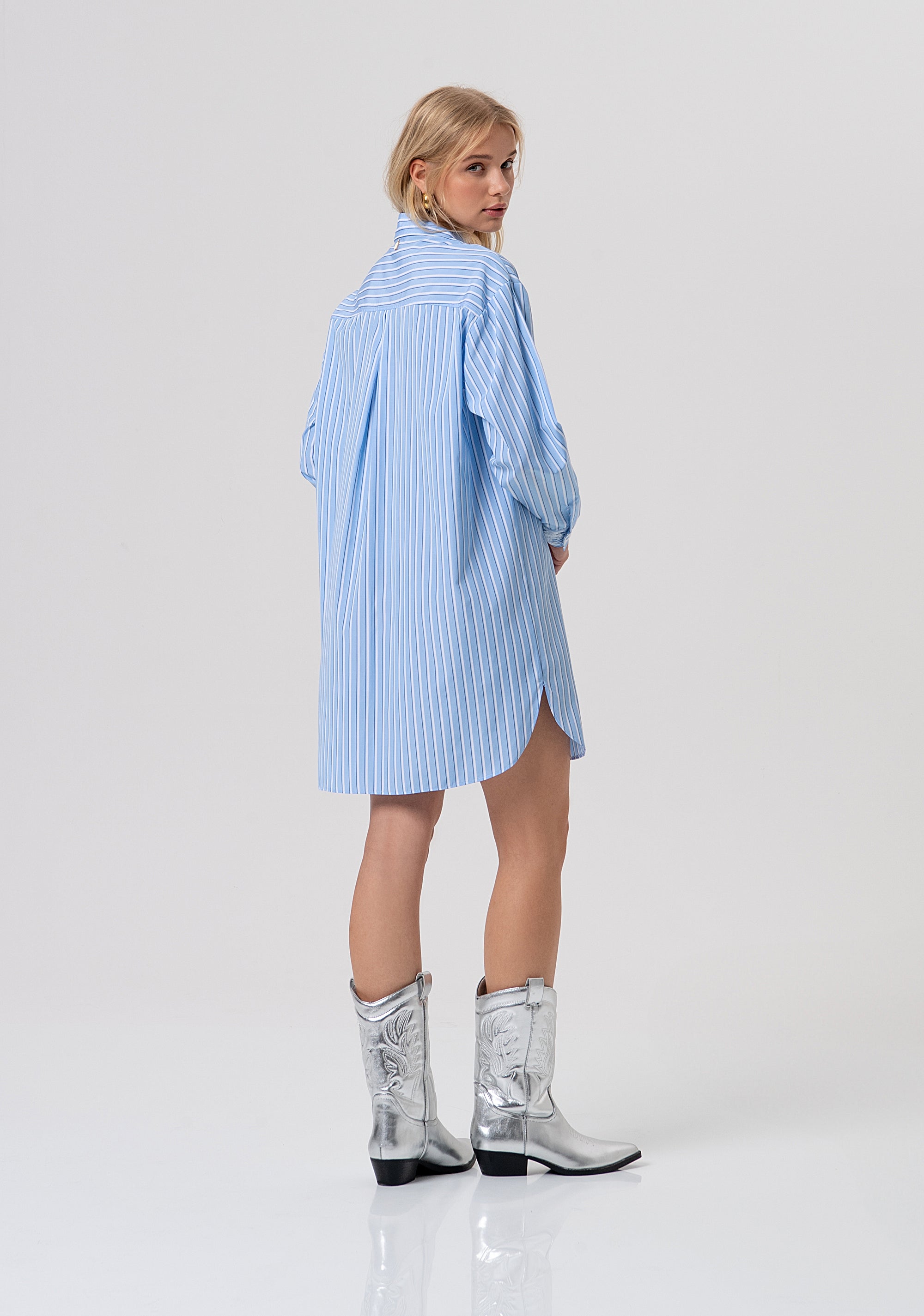 Long shirt over fit with stripes Fracomina FR26ST6029W827N8-I24-4