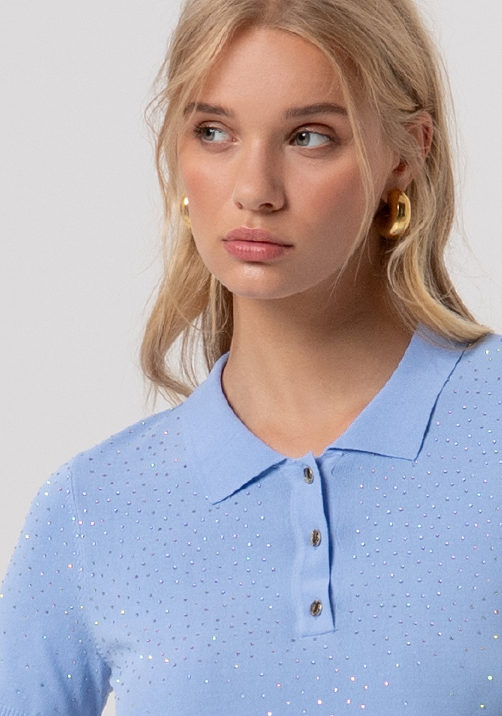 Knitted polo slim fit with strasses Fracomina FR26ST7003K524R9-175-2