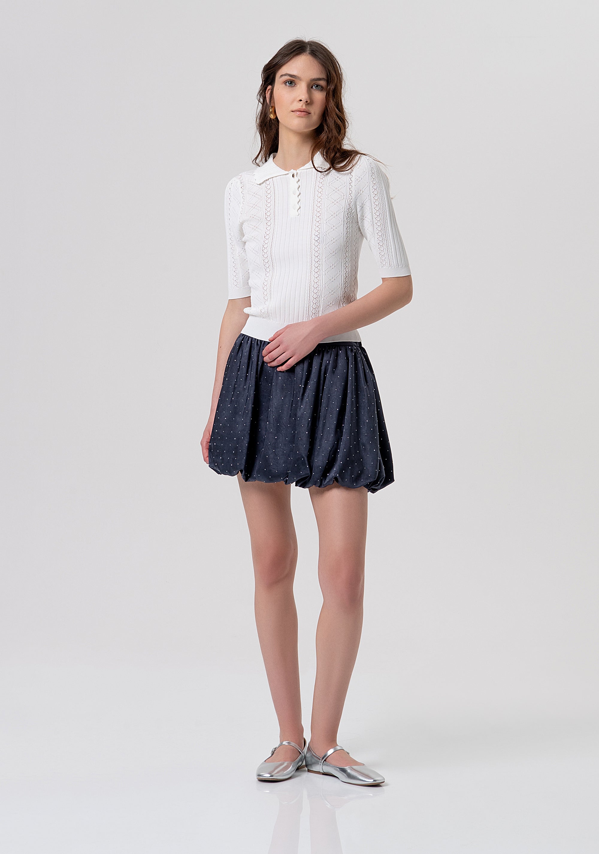 Knitted polo slim fit with openwork Fracomina FR26ST7013K41601-108-4