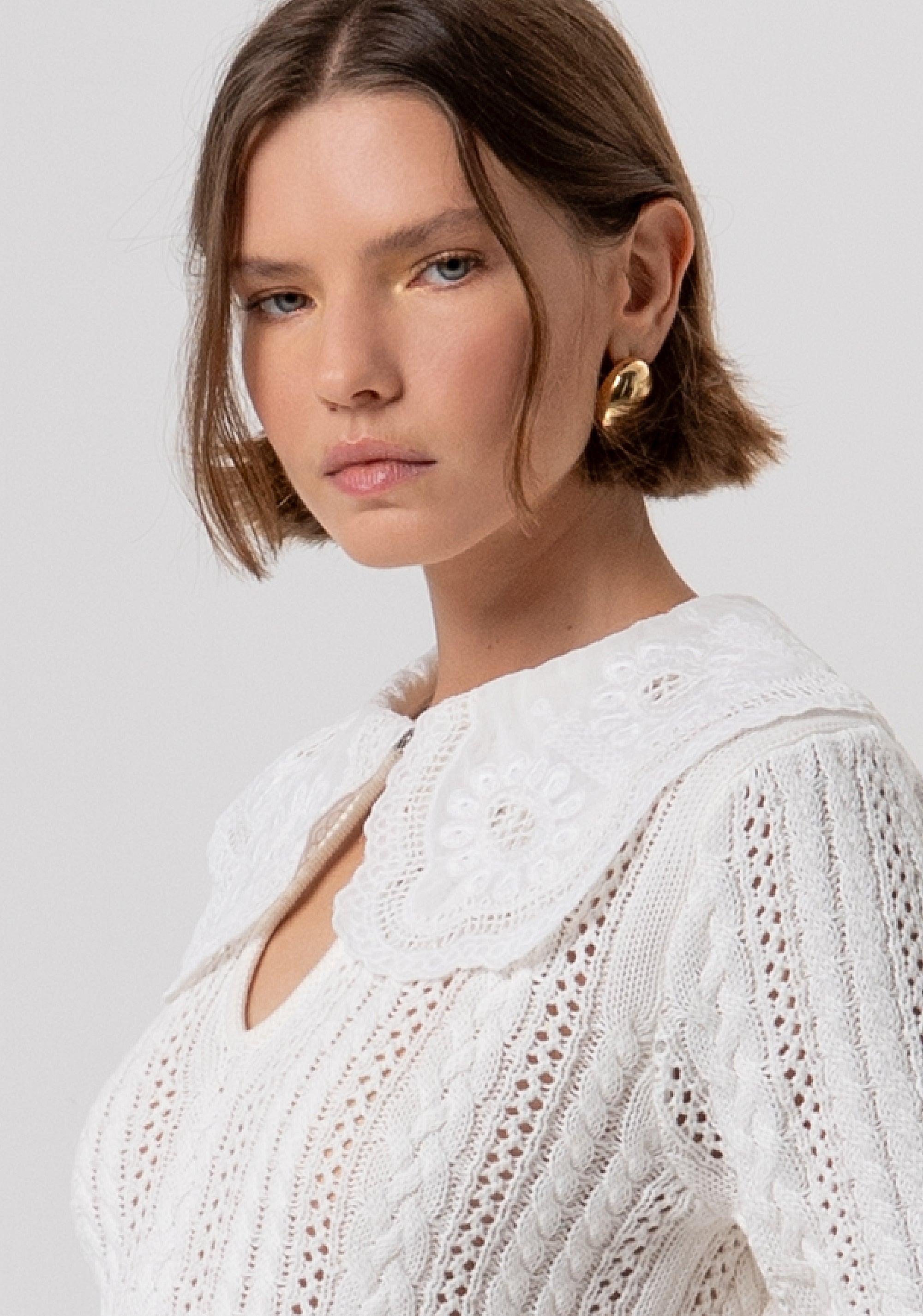 Knitwear regular fit made in cotton with plaits and openwork Fracomina FR26ST7015K48801-108-2