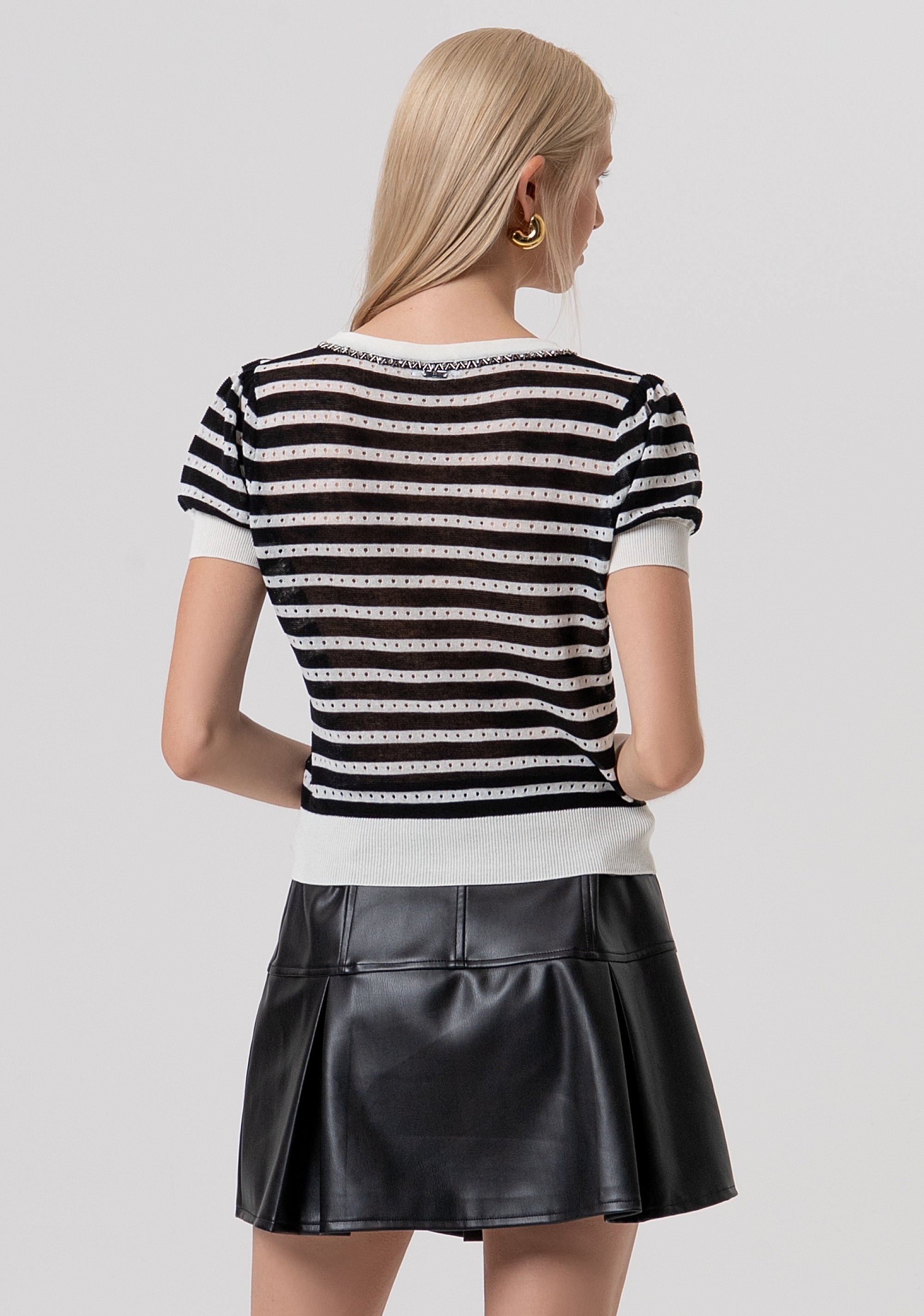 Knitwear slim fit with openwork with stripes Fracomina FR26ST7019K408N8-108-3