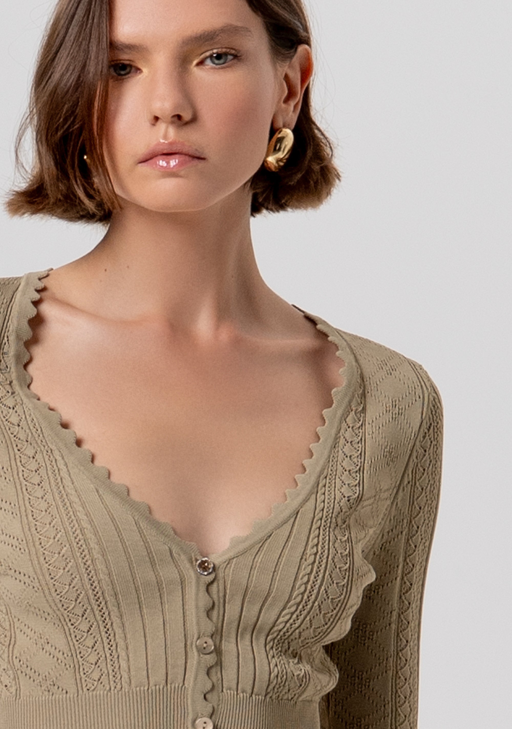 Cardigan cropped with openwork Fracomina FR26ST8004K41601-208-2