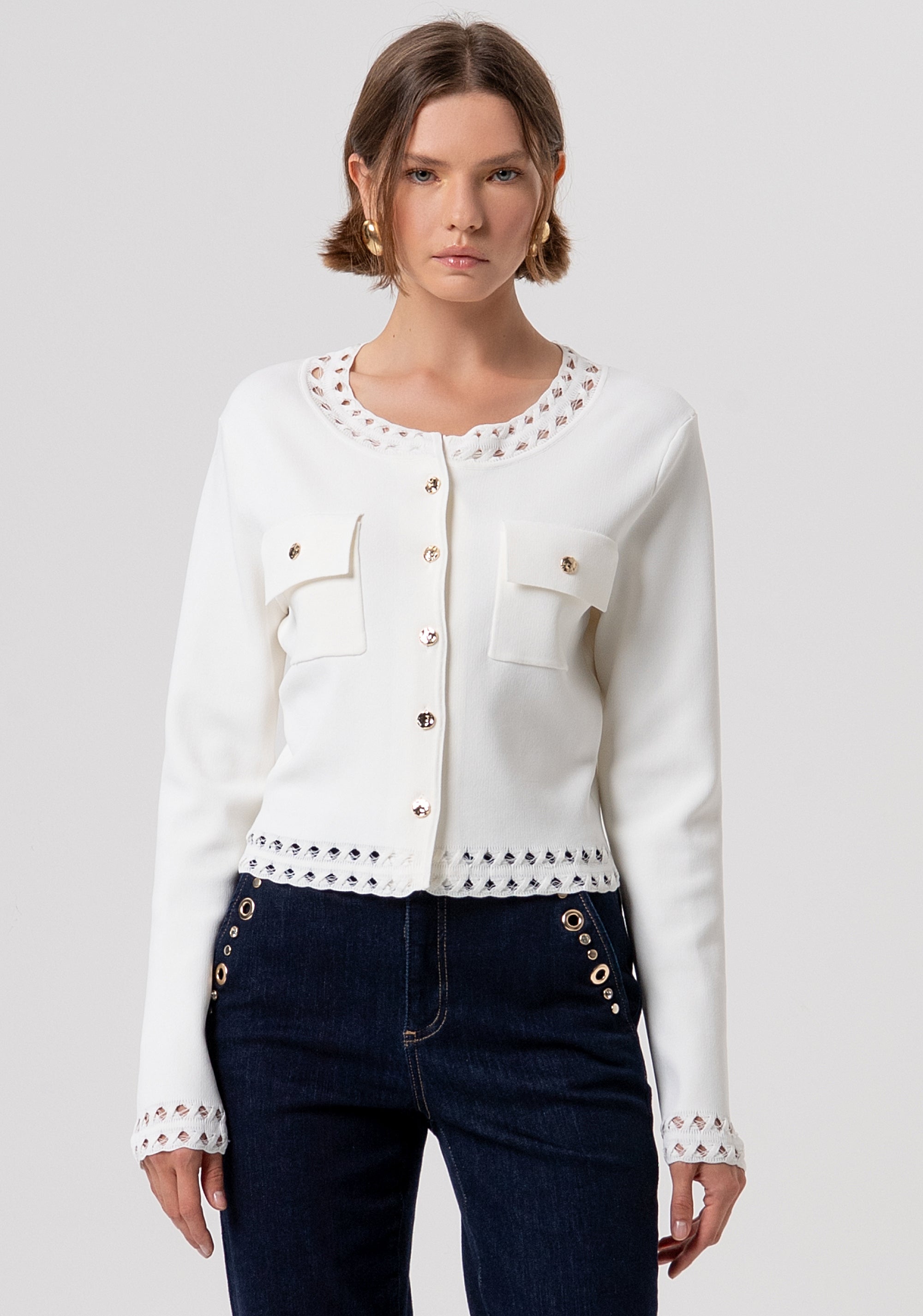 Cardigan regular fit with lace details Fracomina FR26ST8010K52401-108-1