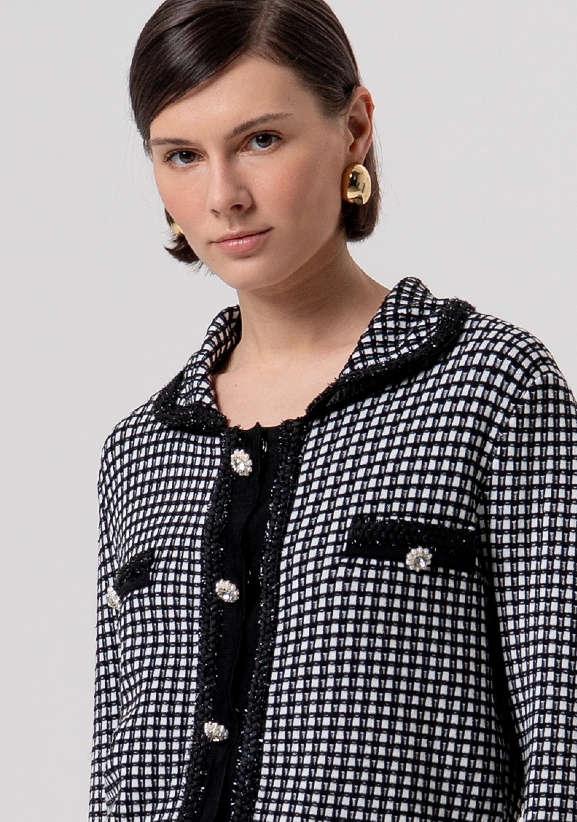 Cardigan regular fit made in tweed Fracomina FR26ST8011K459S9-054-2