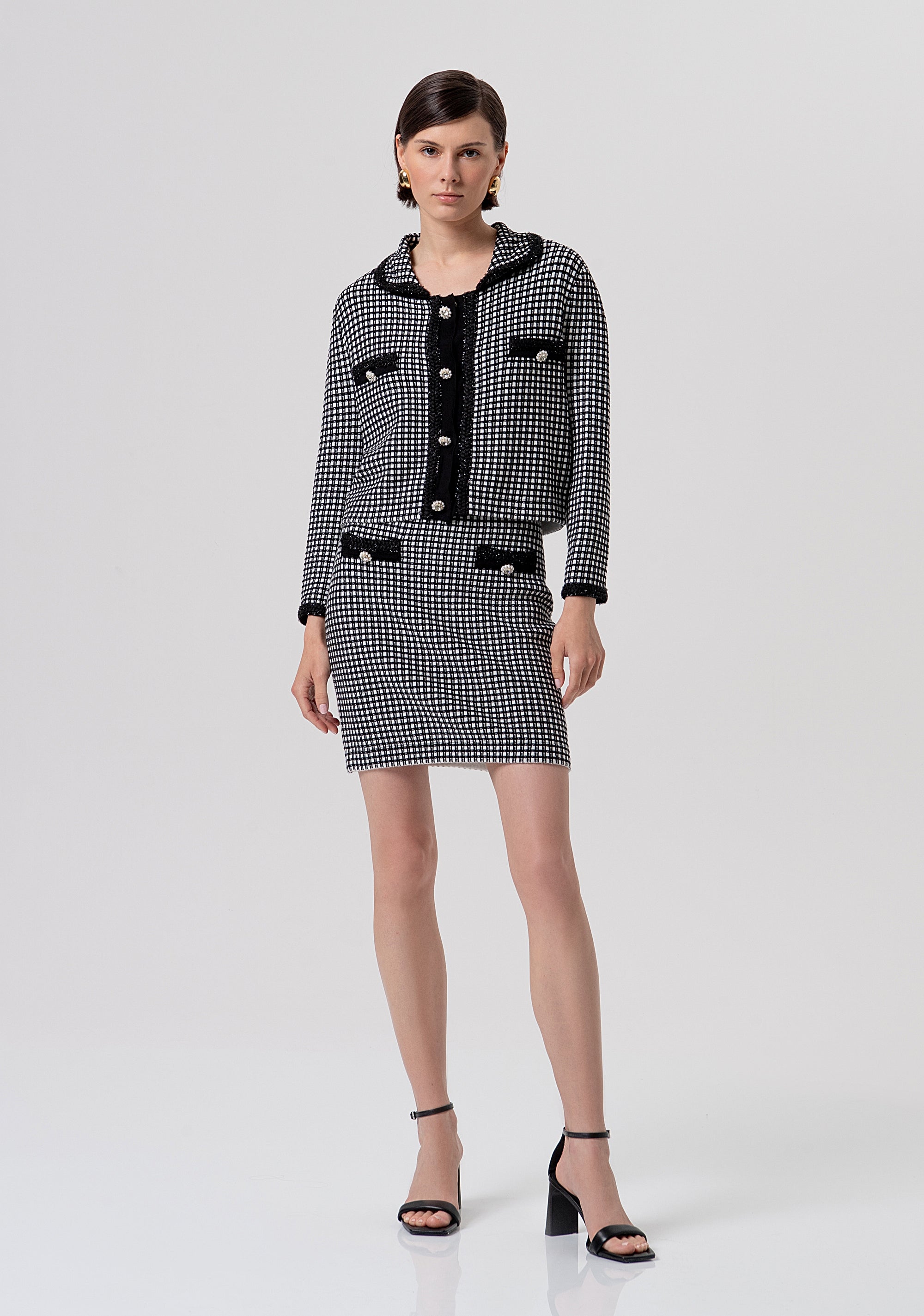 Cardigan regular fit made in tweed Fracomina FR26ST8011K459S9-054-4